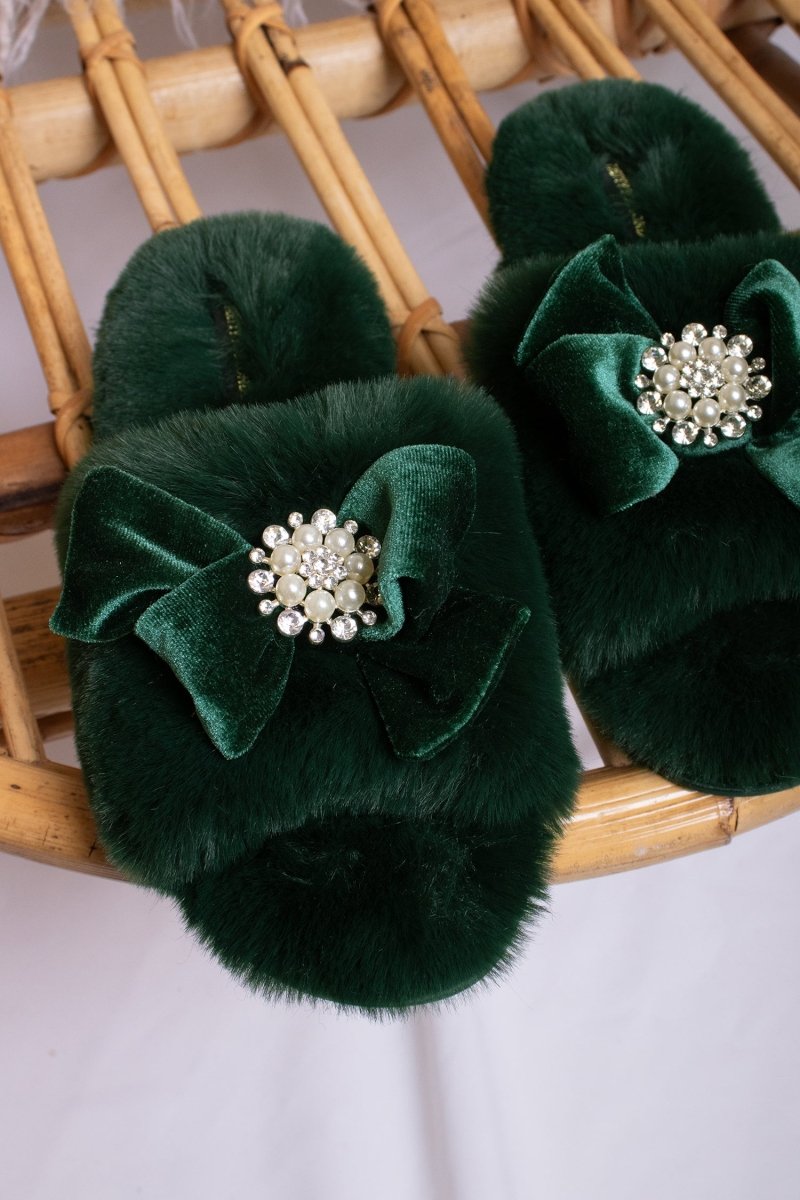 Anya Slippers in Green - Slippers