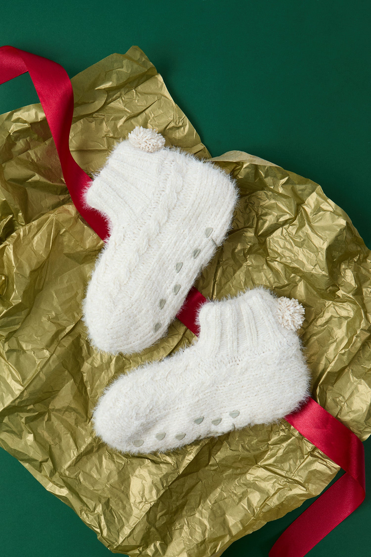 Slipper Sock Booties in Cream