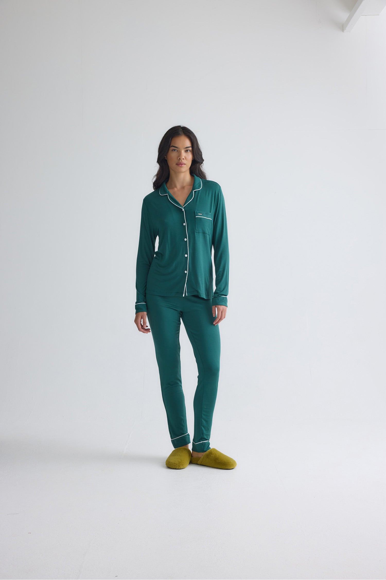 Bamboo Long Pyjama Set in Green