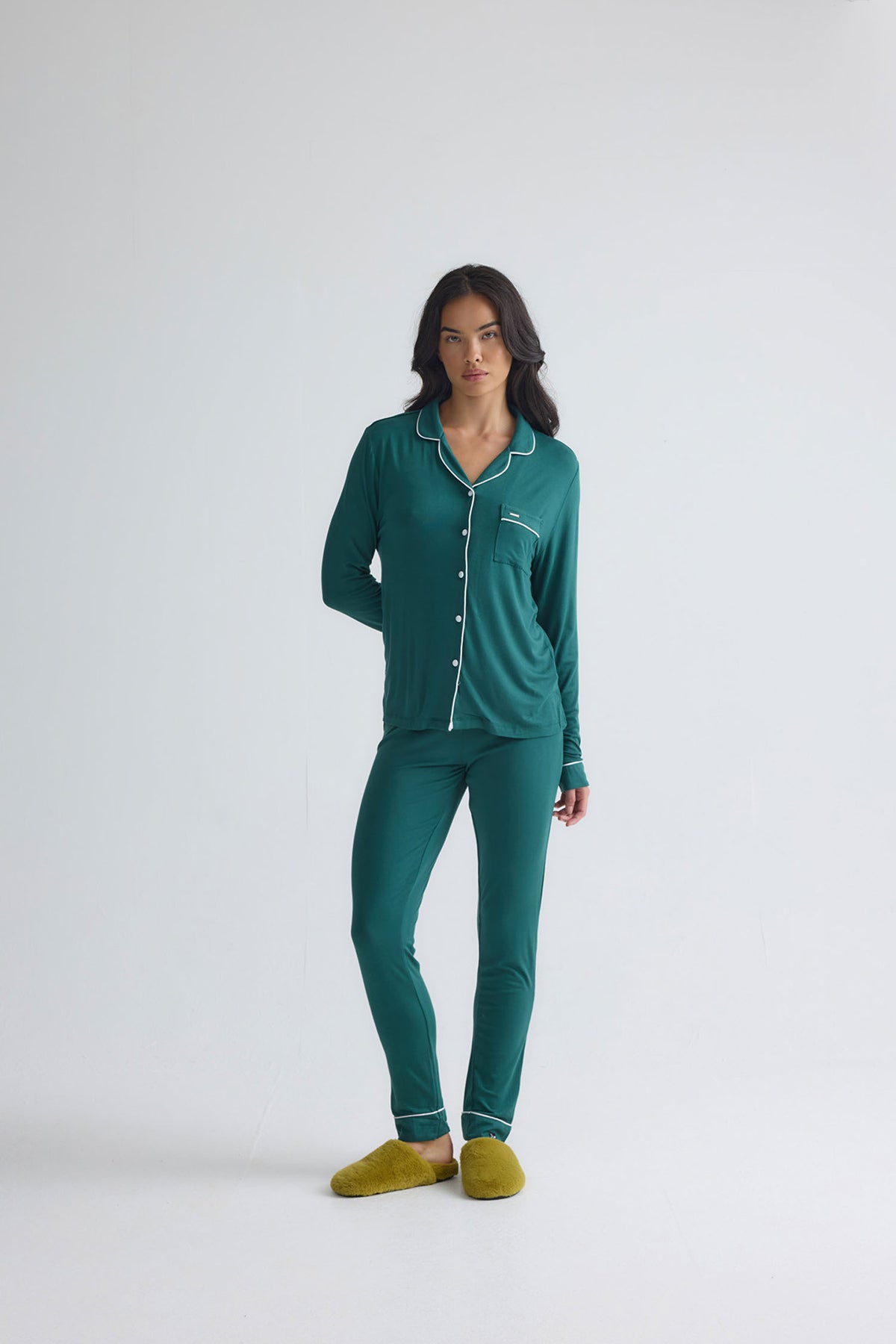 Bamboo Long Pyjama Set in Green
