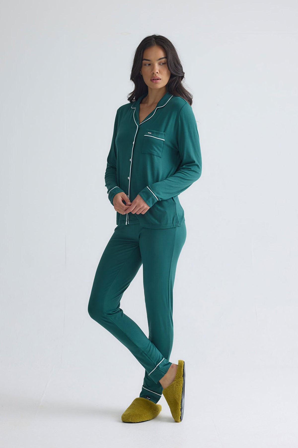 Bamboo Long Pyjama Set in Green