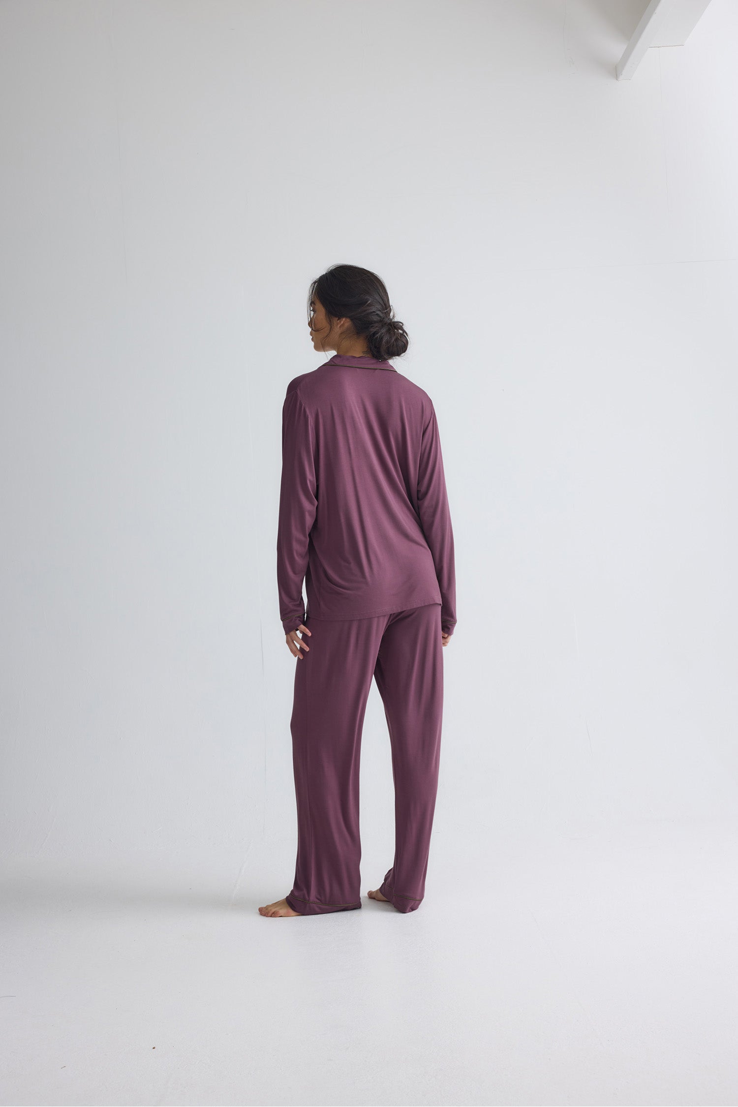 Bamboo New Classic Long Pyjama Set In Huckleberry
