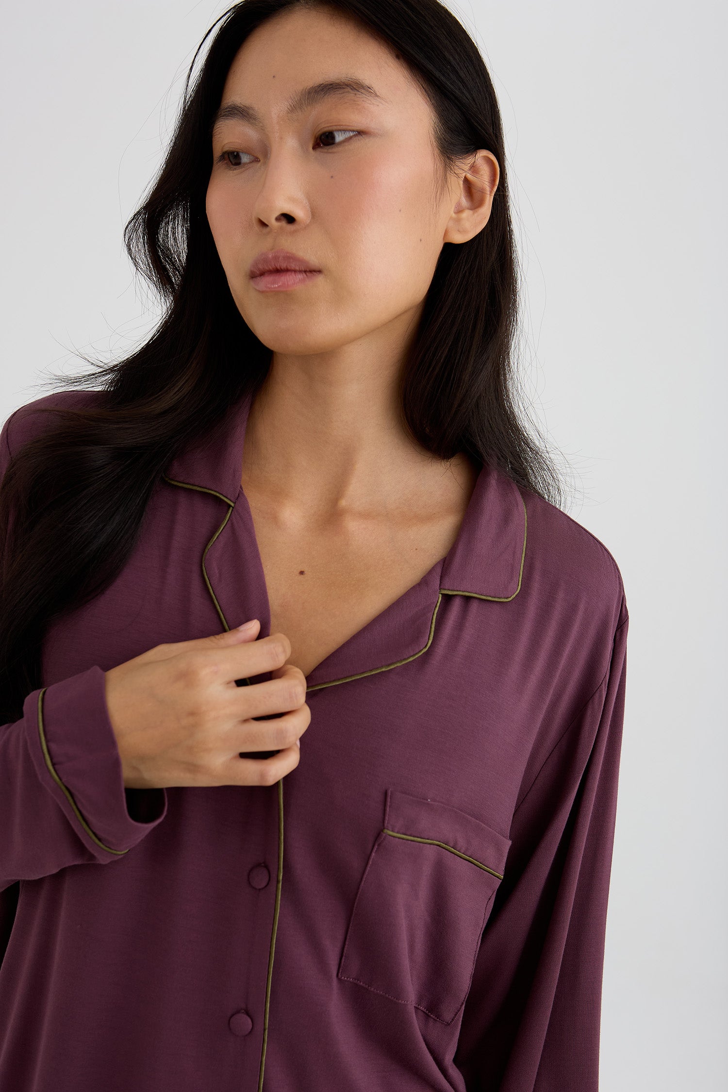 Bamboo New Classic Long Pyjama Set In Huckleberry