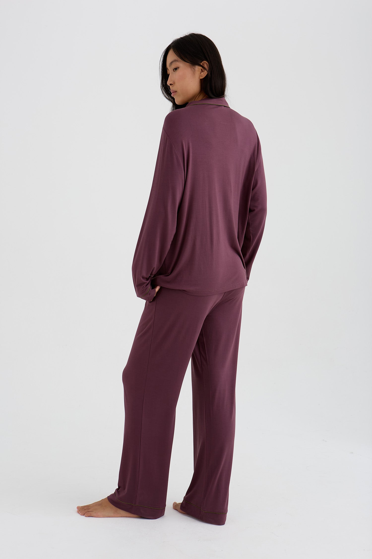 Bamboo New Classic Long Pyjama Set In Huckleberry