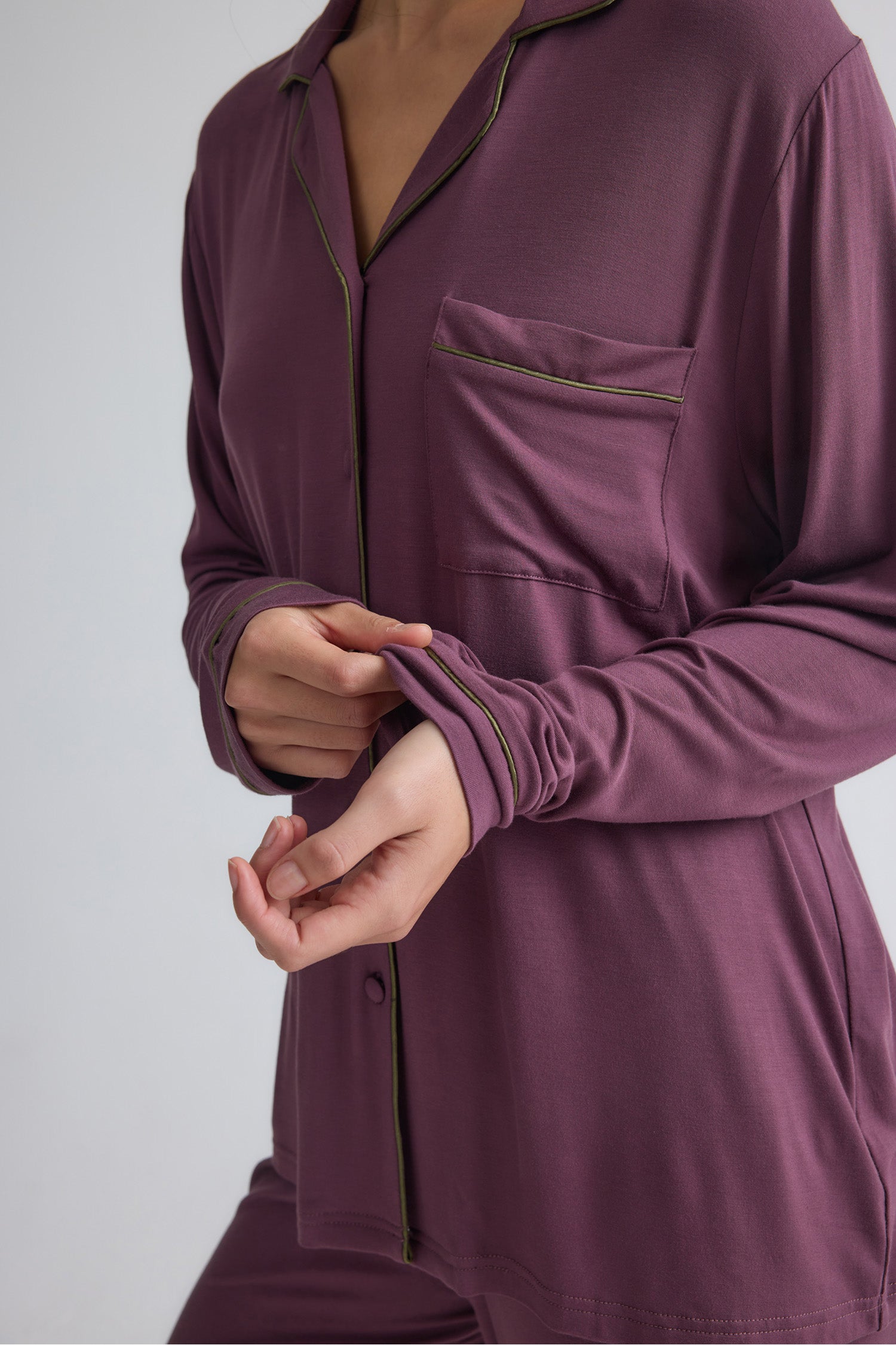 Bamboo New Classic Long Pyjama Set In Huckleberry