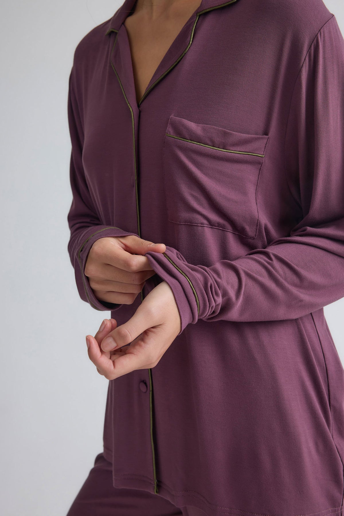 Bamboo New Classic Long Pyjama Set In Huckleberry