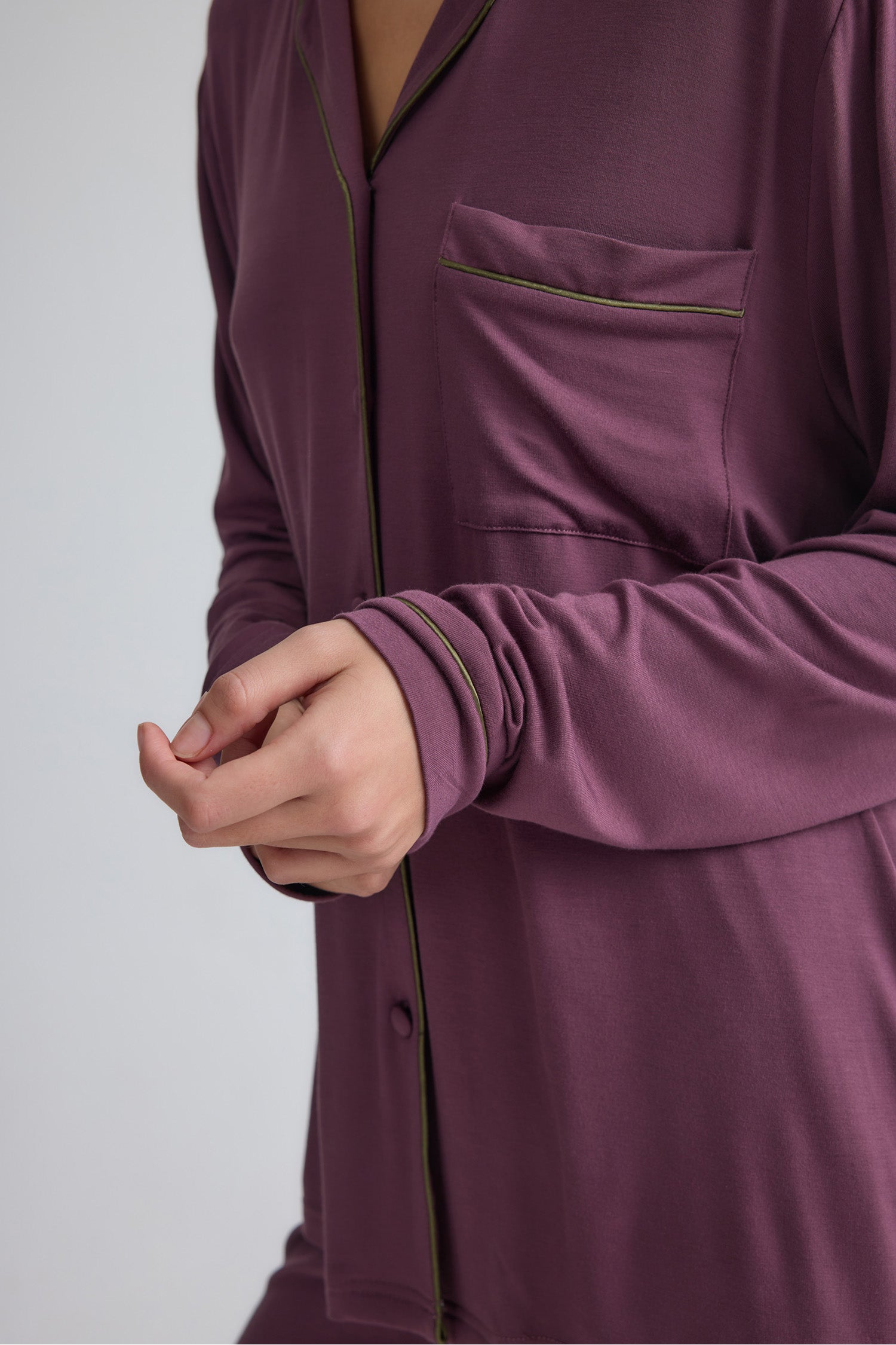 Bamboo New Classic Long Pyjama Set In Huckleberry
