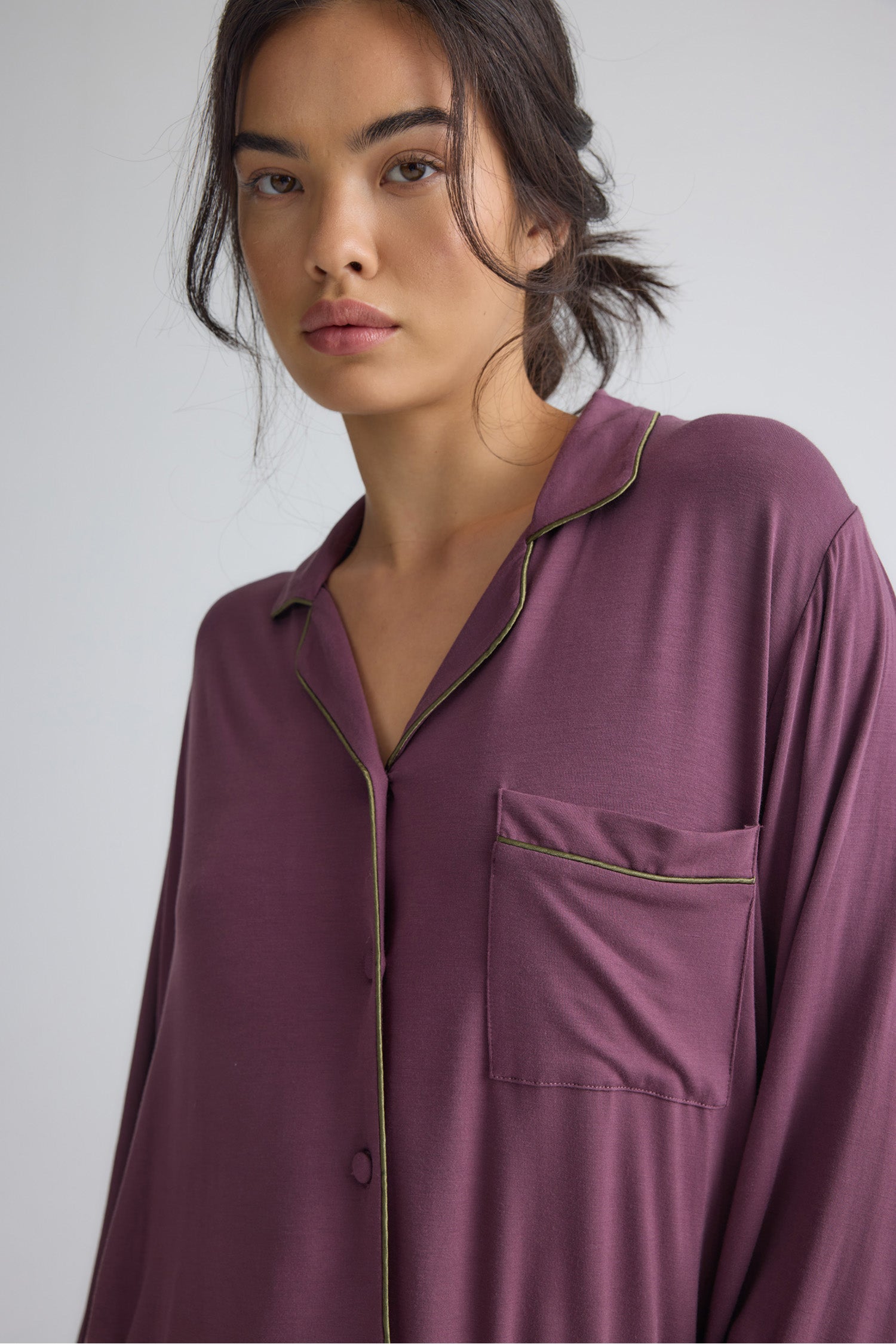 Bamboo New Classic Long Pyjama Set In Huckleberry