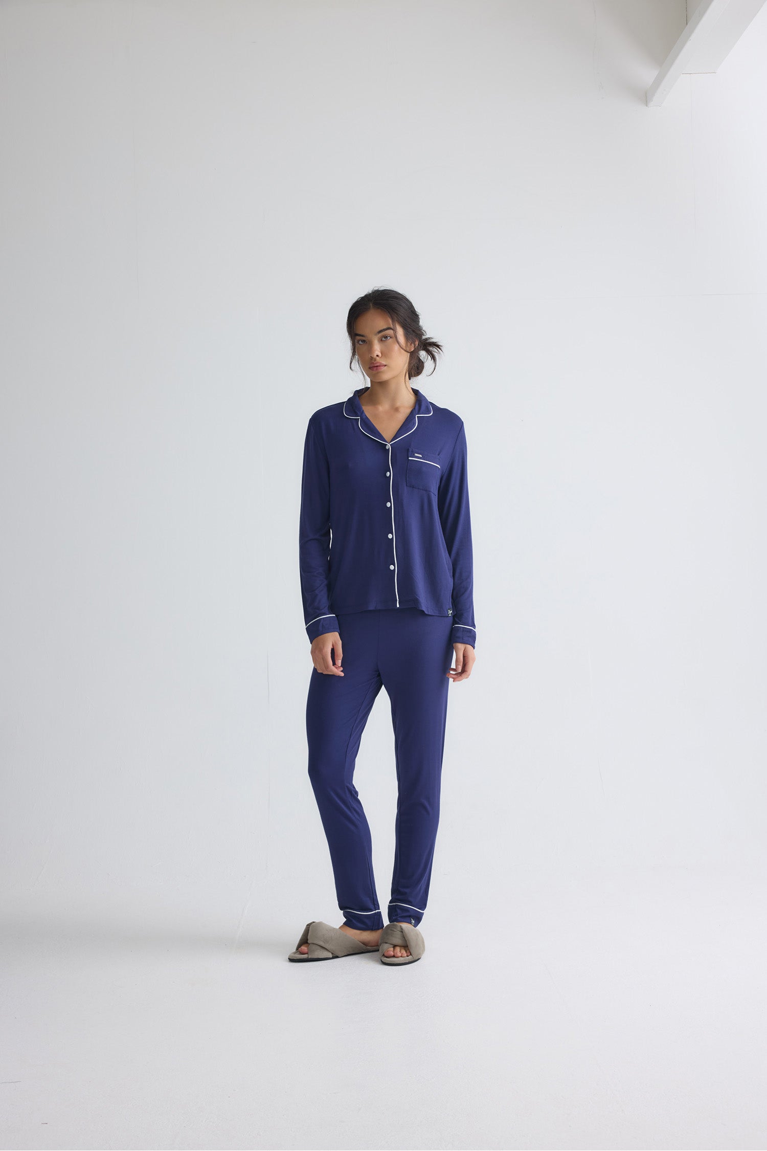 Bamboo Long Pyjama Set in Midnight