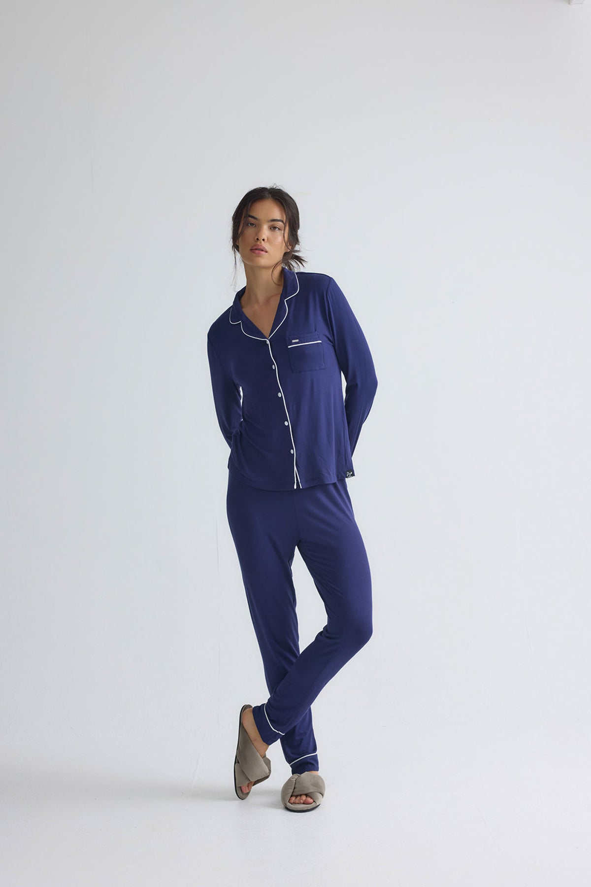Bamboo Long Pyjama Set in Midnight