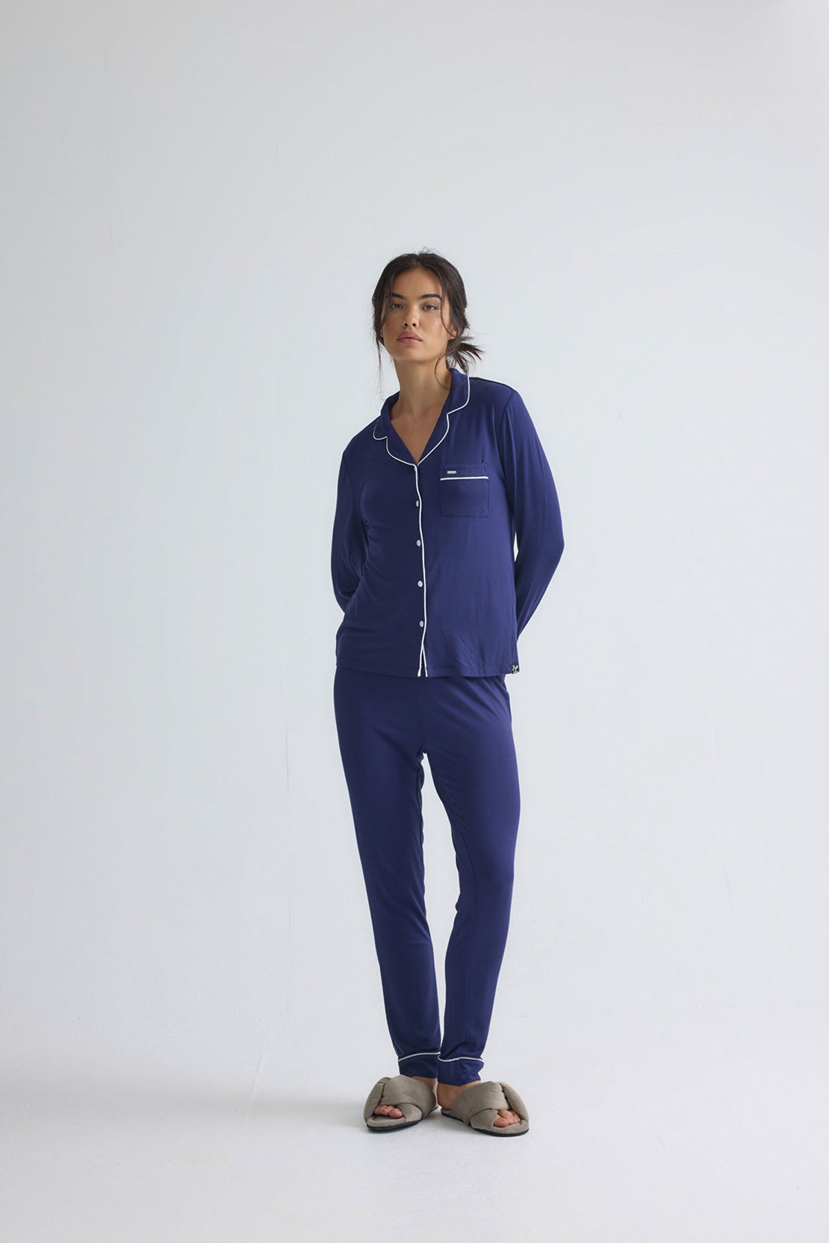 Bamboo Long Pyjama Set in Midnight