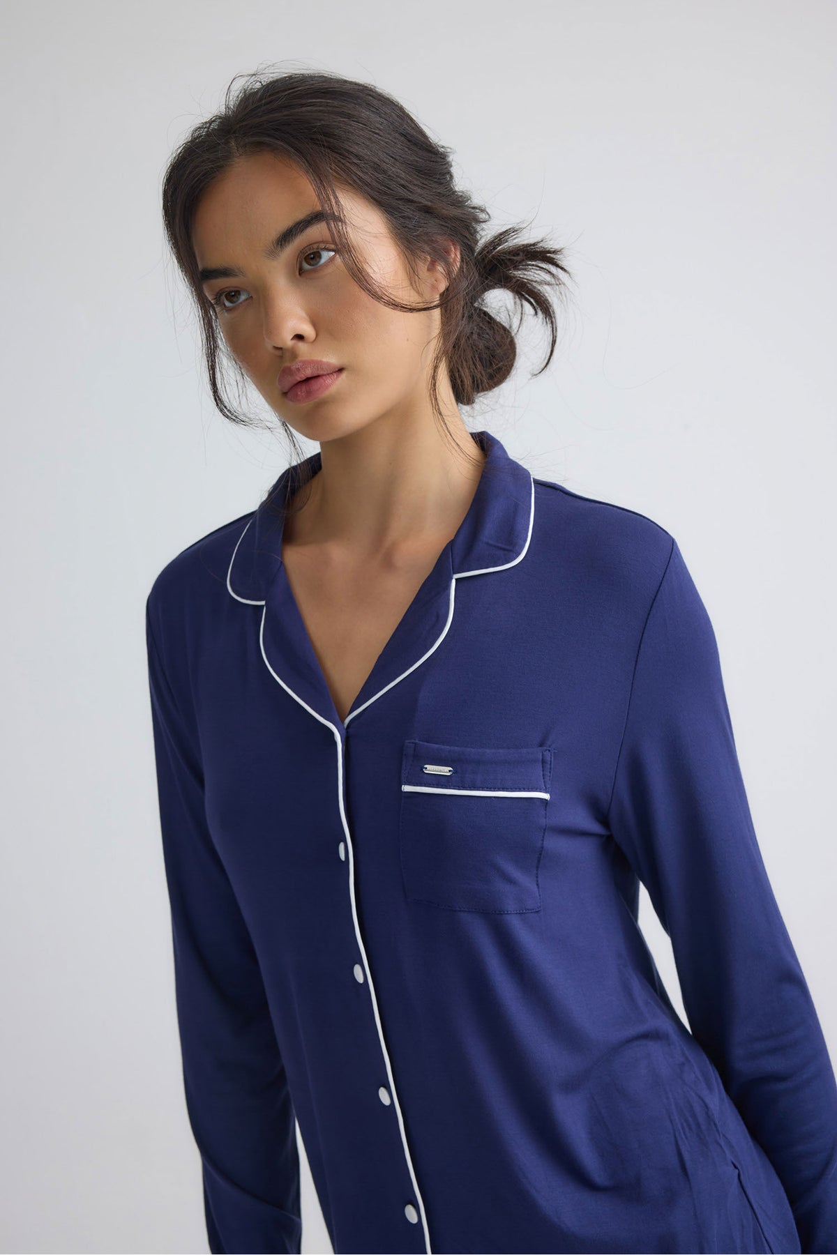Bamboo Long Pyjama Set in Midnight