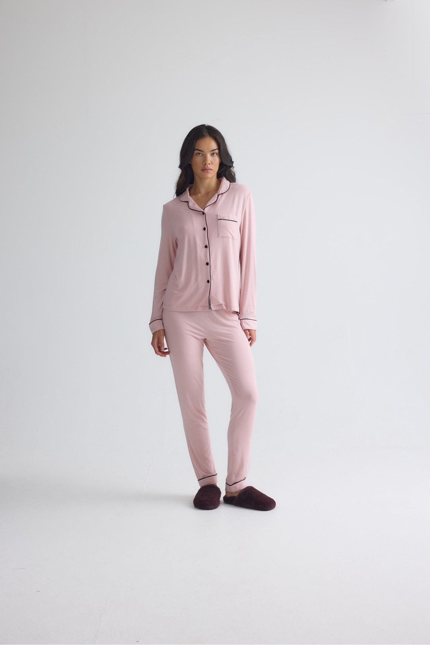 Bamboo Long Pyjama Set in Pink