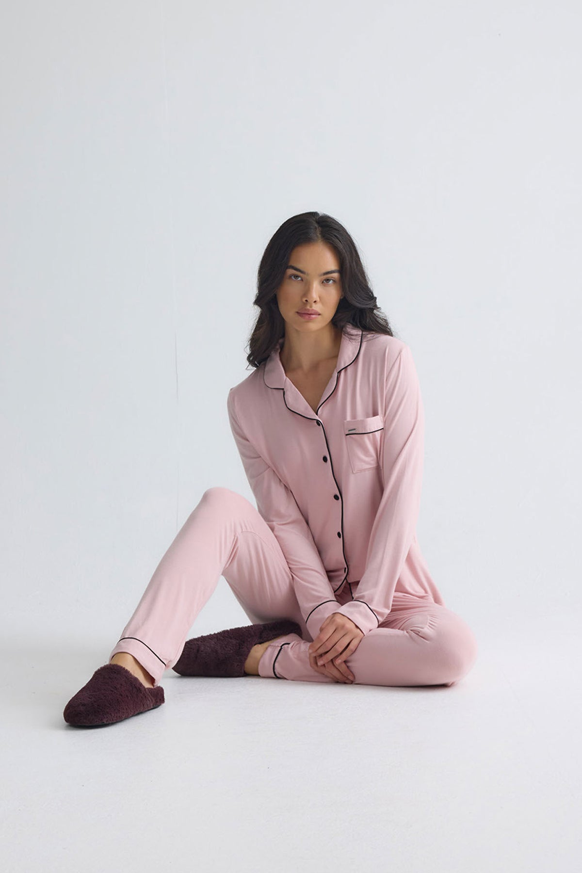 Bamboo Long Pyjama Set in Pink