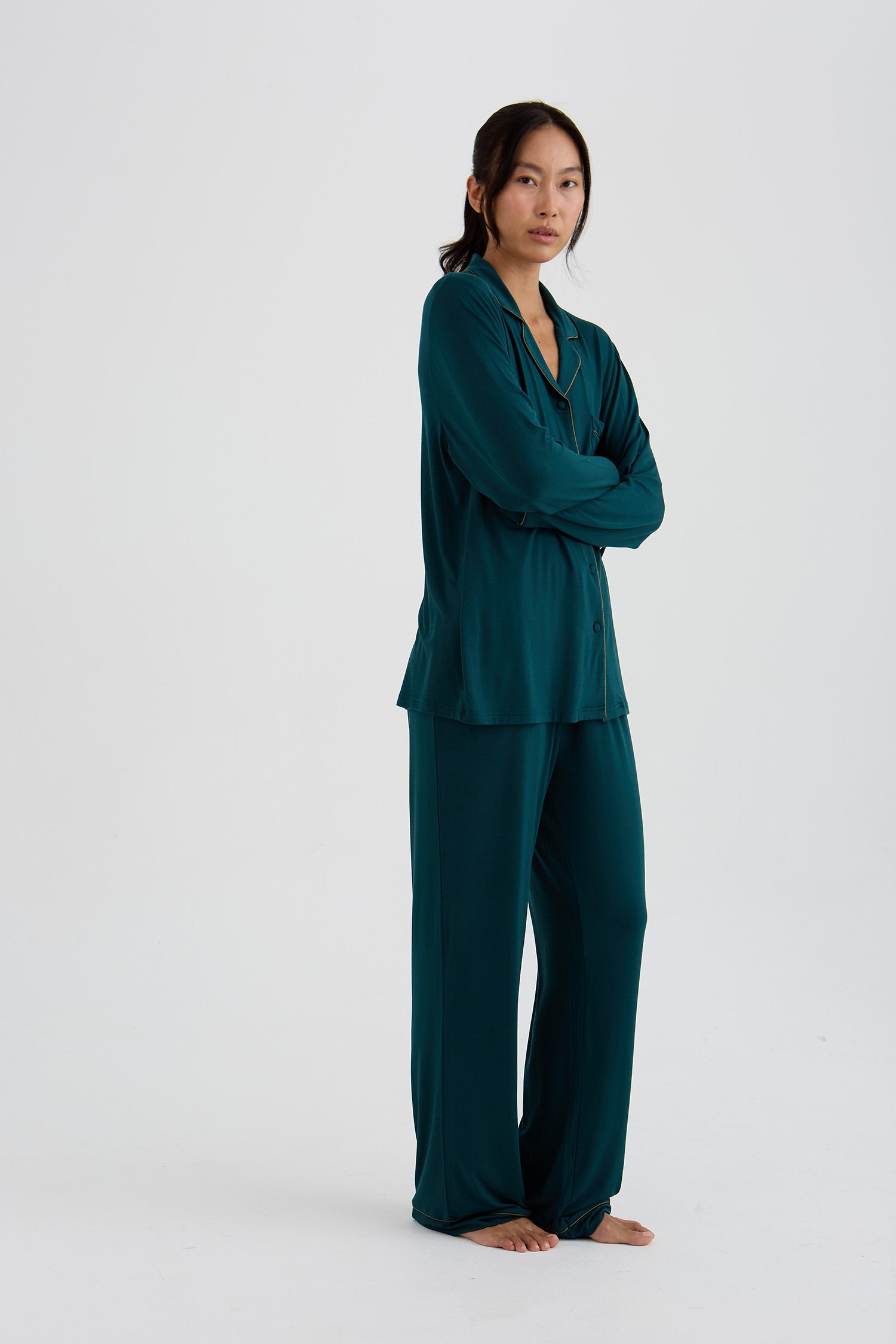 Bamboo New Classic Long Pyjama Set In Sea
