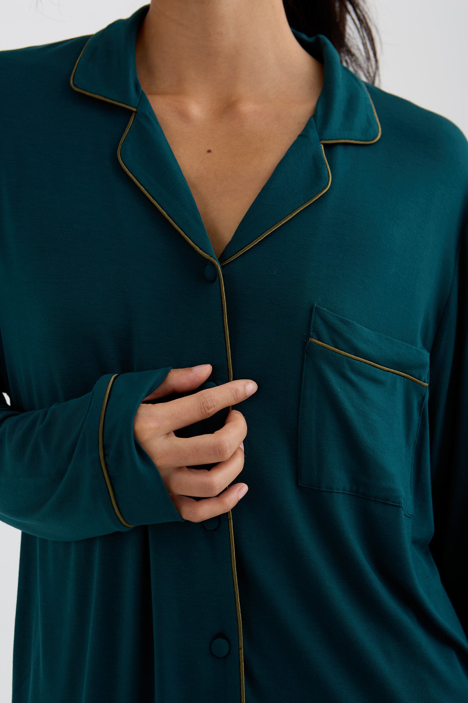 Bamboo New Classic Long Pyjama Set In Sea