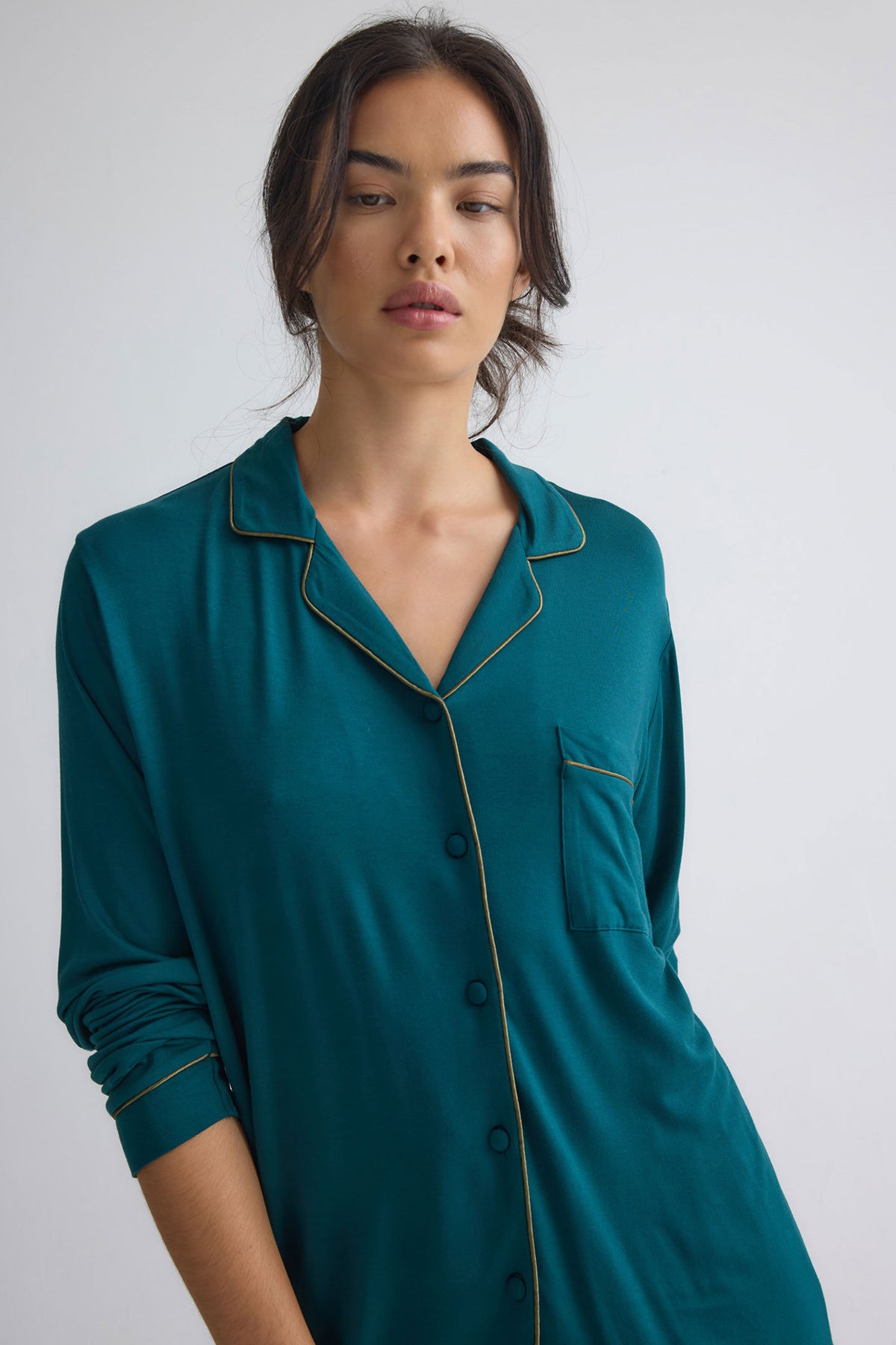 Bamboo New Classic Long Pyjama Set In Sea
