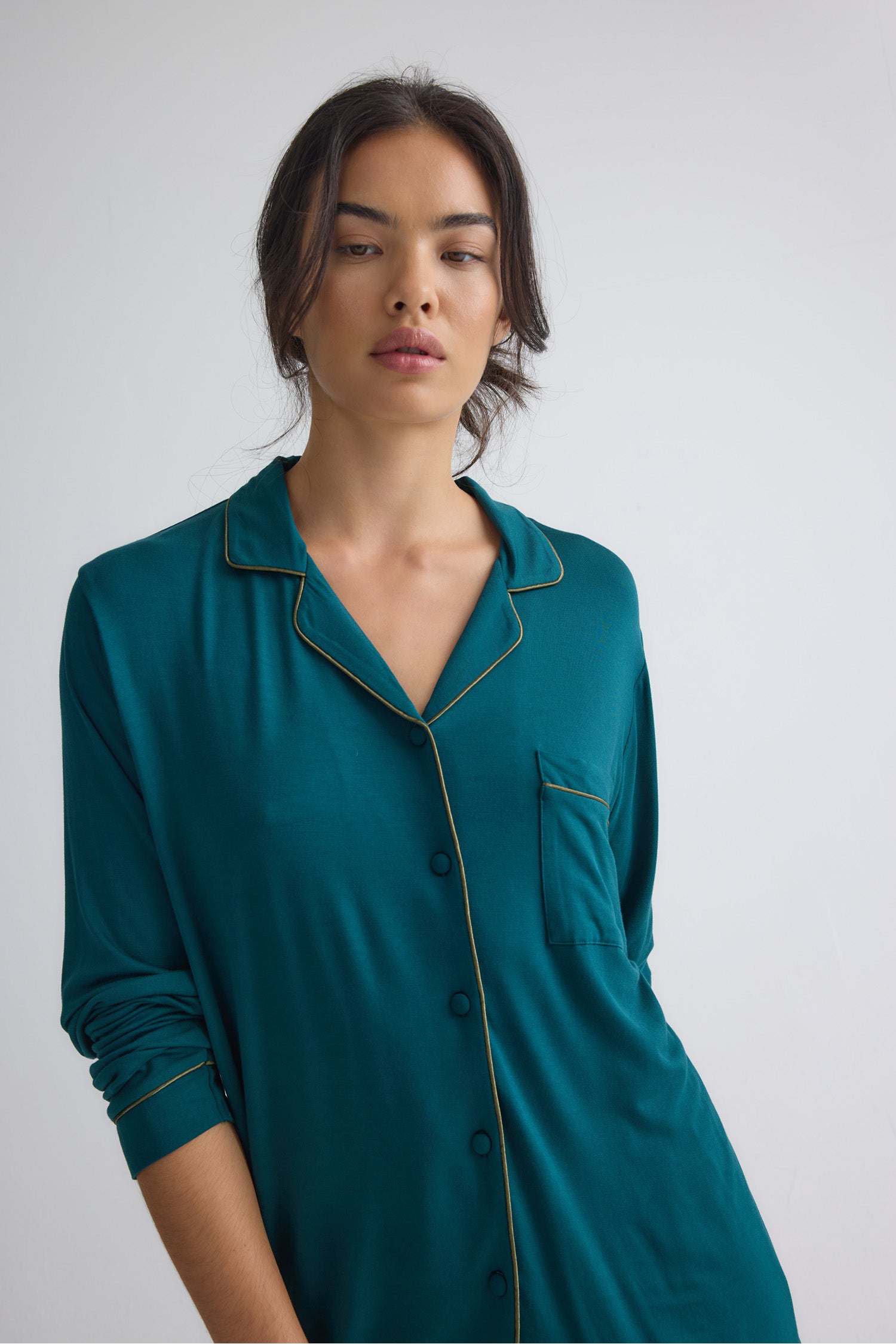 Bamboo New Classic Long Pyjama Set In Sea