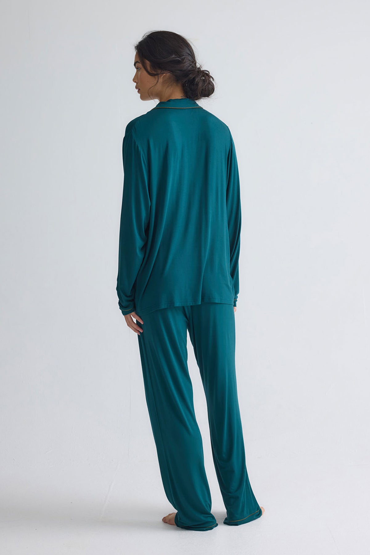 Bamboo New Classic Long Pyjama Set In Sea