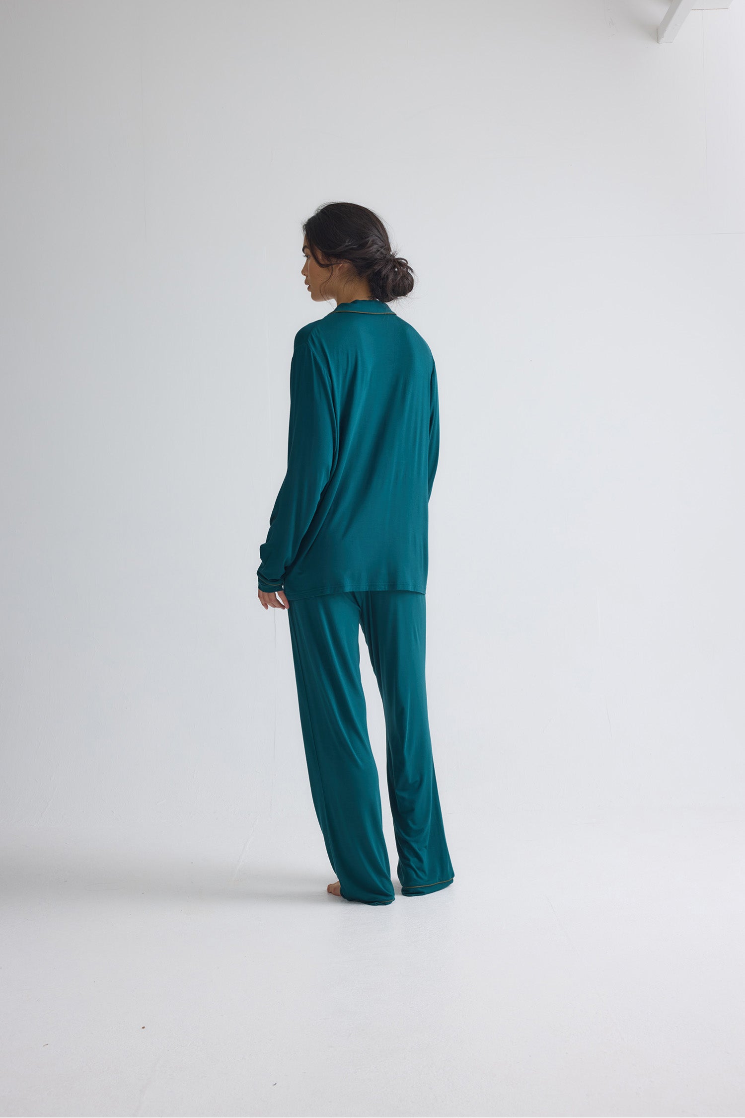 Bamboo New Classic Long Pyjama Set In Sea