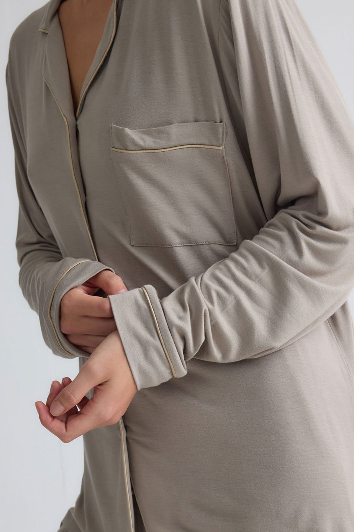 Bamboo New Classic Long Pyjama Set In Twig