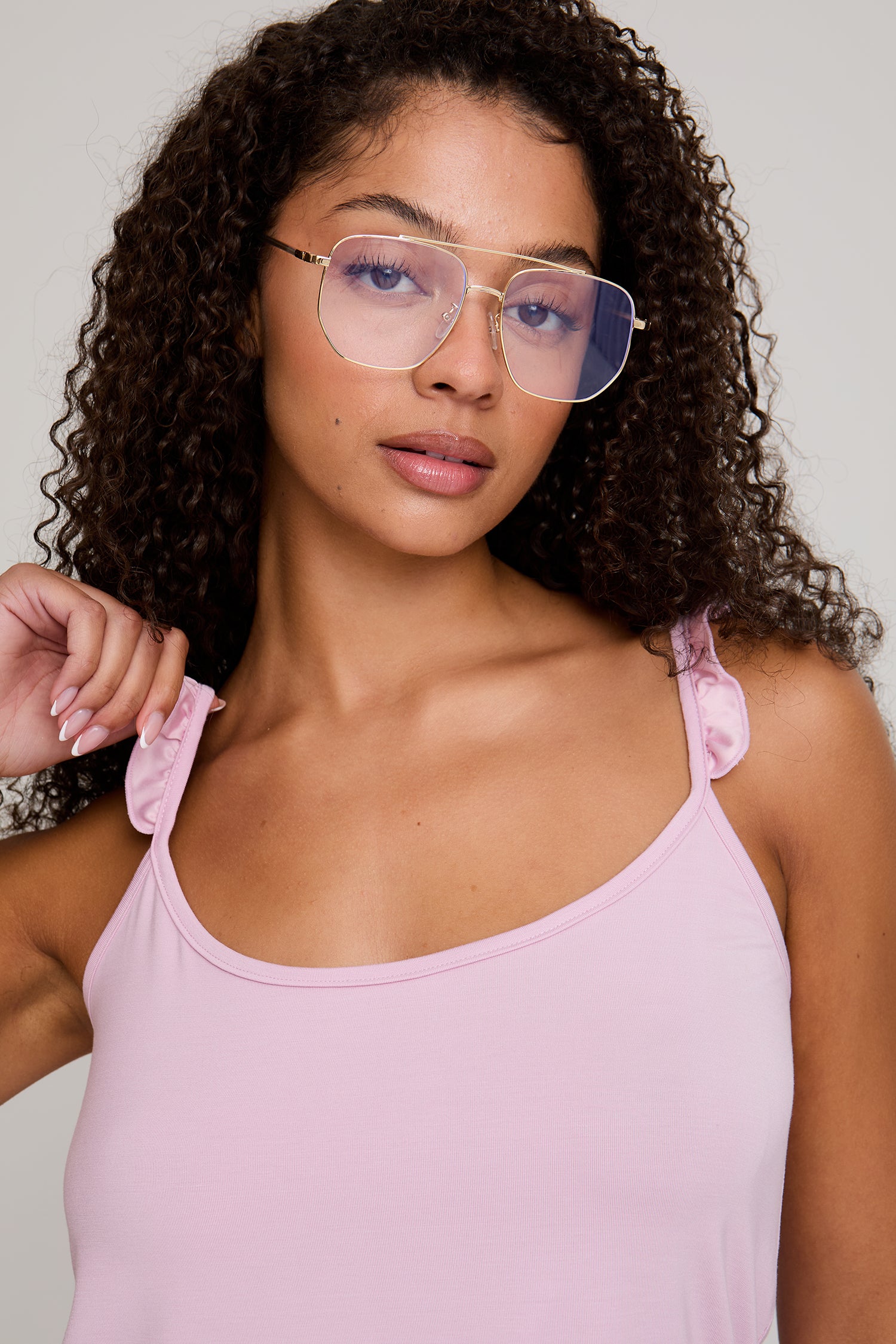 Bamboo Frill Cami Short Pyjama Set in Blush - Wholesale - Pajamas