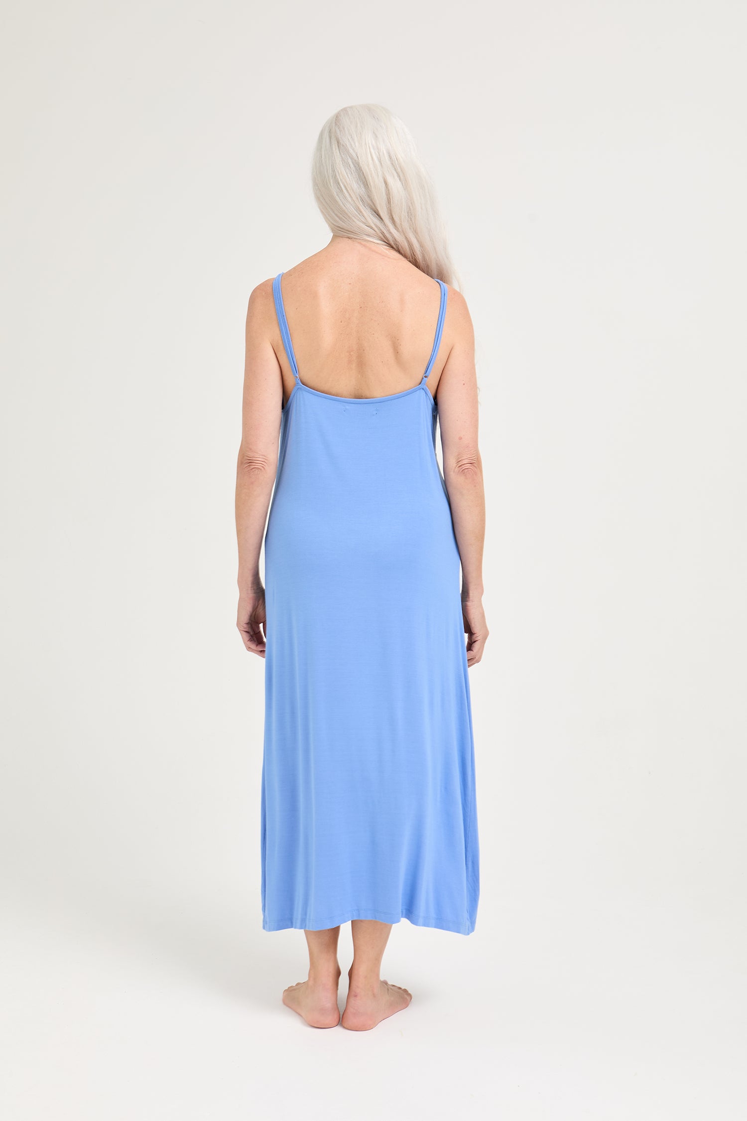 Bamboo Frill Chemise in Cornflower Blue - Wholesale - Nightgowns