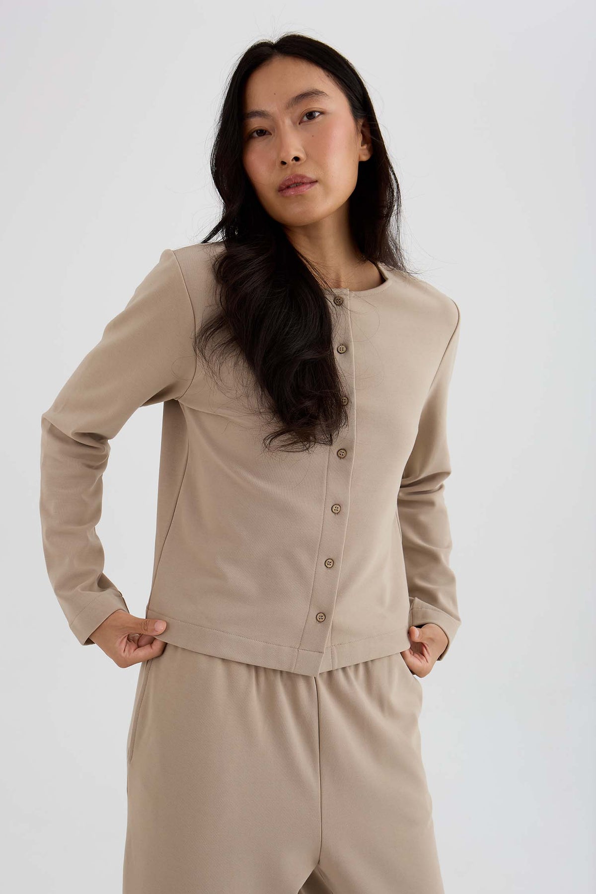 Bamboo Fleece Barrel Joggers In Silver Mink