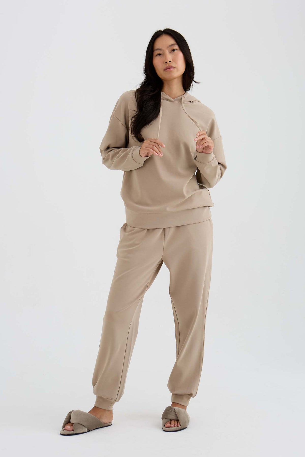 Bamboo Fleece Joggers In Silver Mink