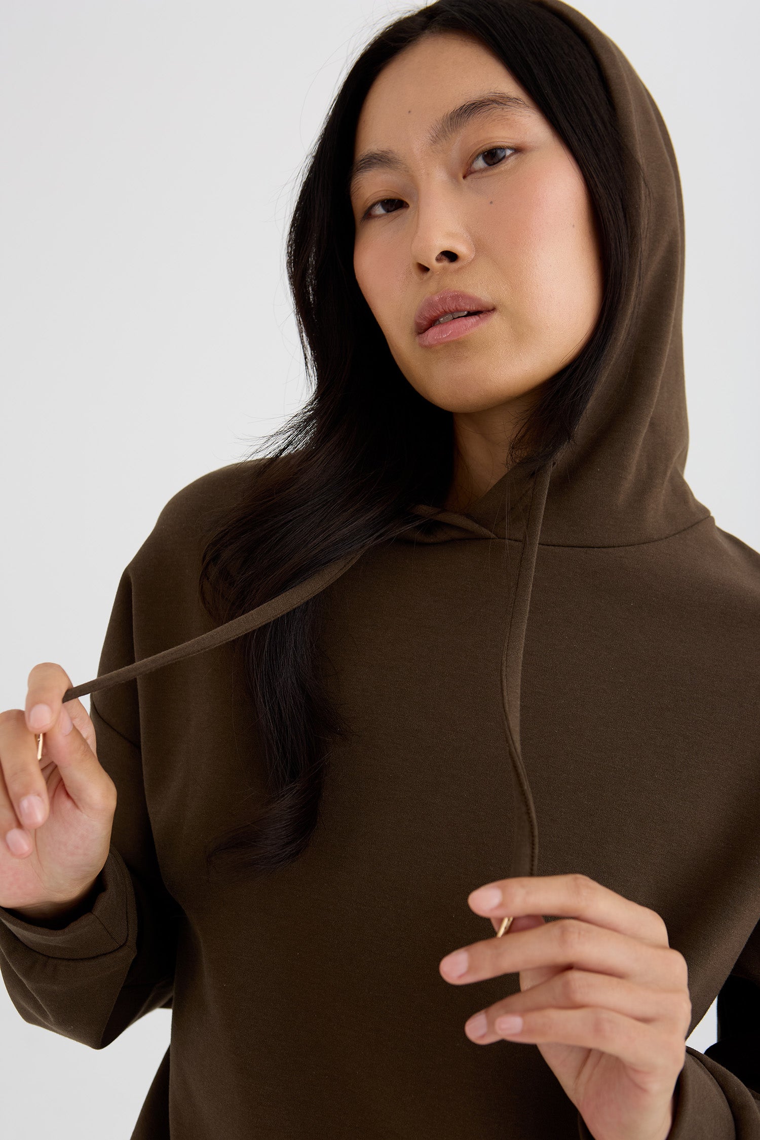 Bamboo Fleece Hooded Top In Slate
