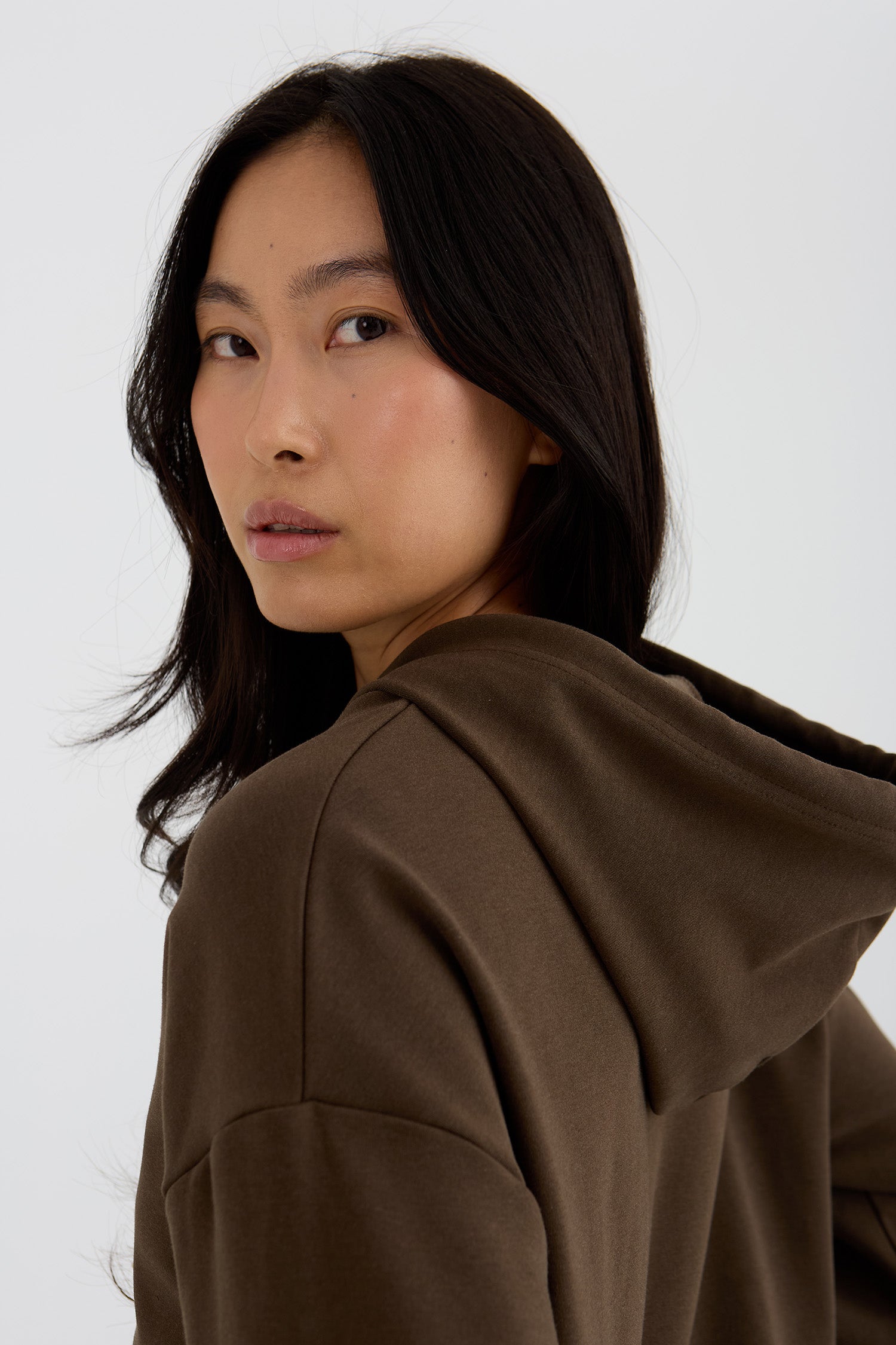 Bamboo Fleece Hooded Top In Slate