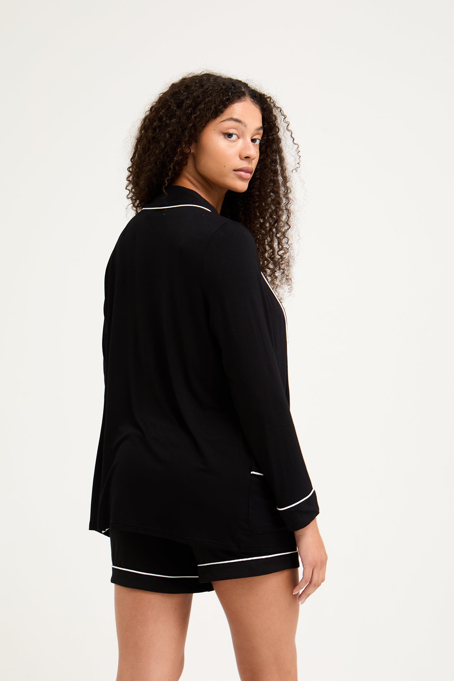 Bamboo Nightwear Jacket in Black - Robes