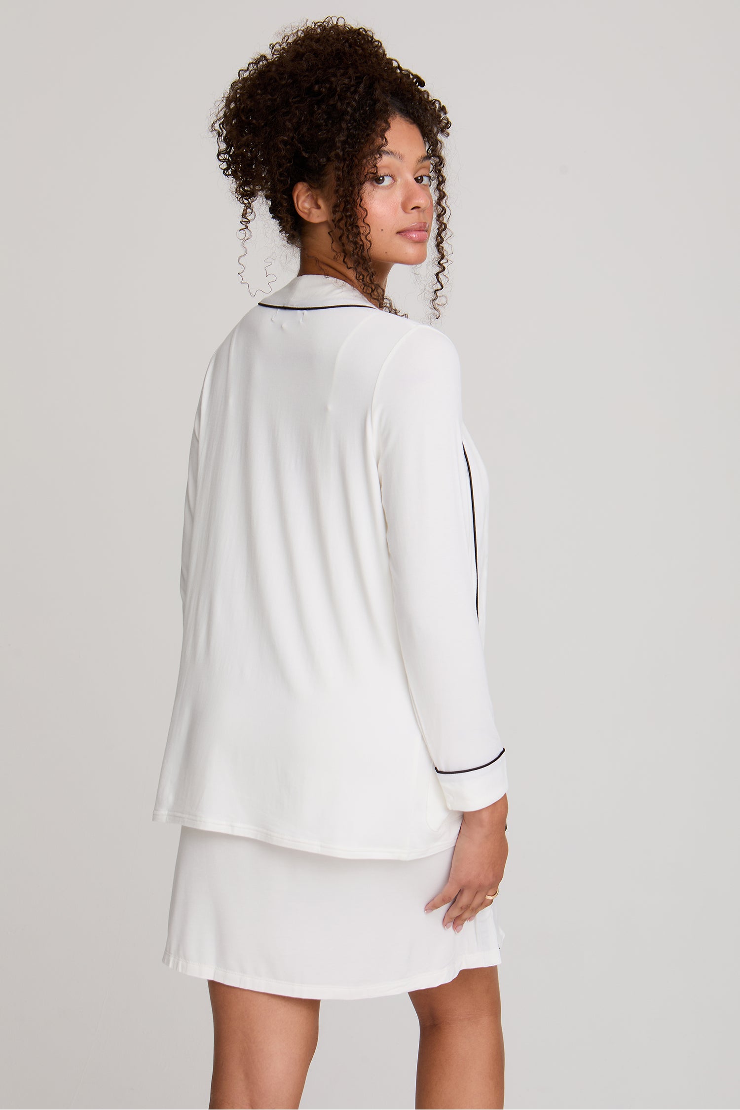 Bamboo Nightwear Jacket in Cream - Robes
