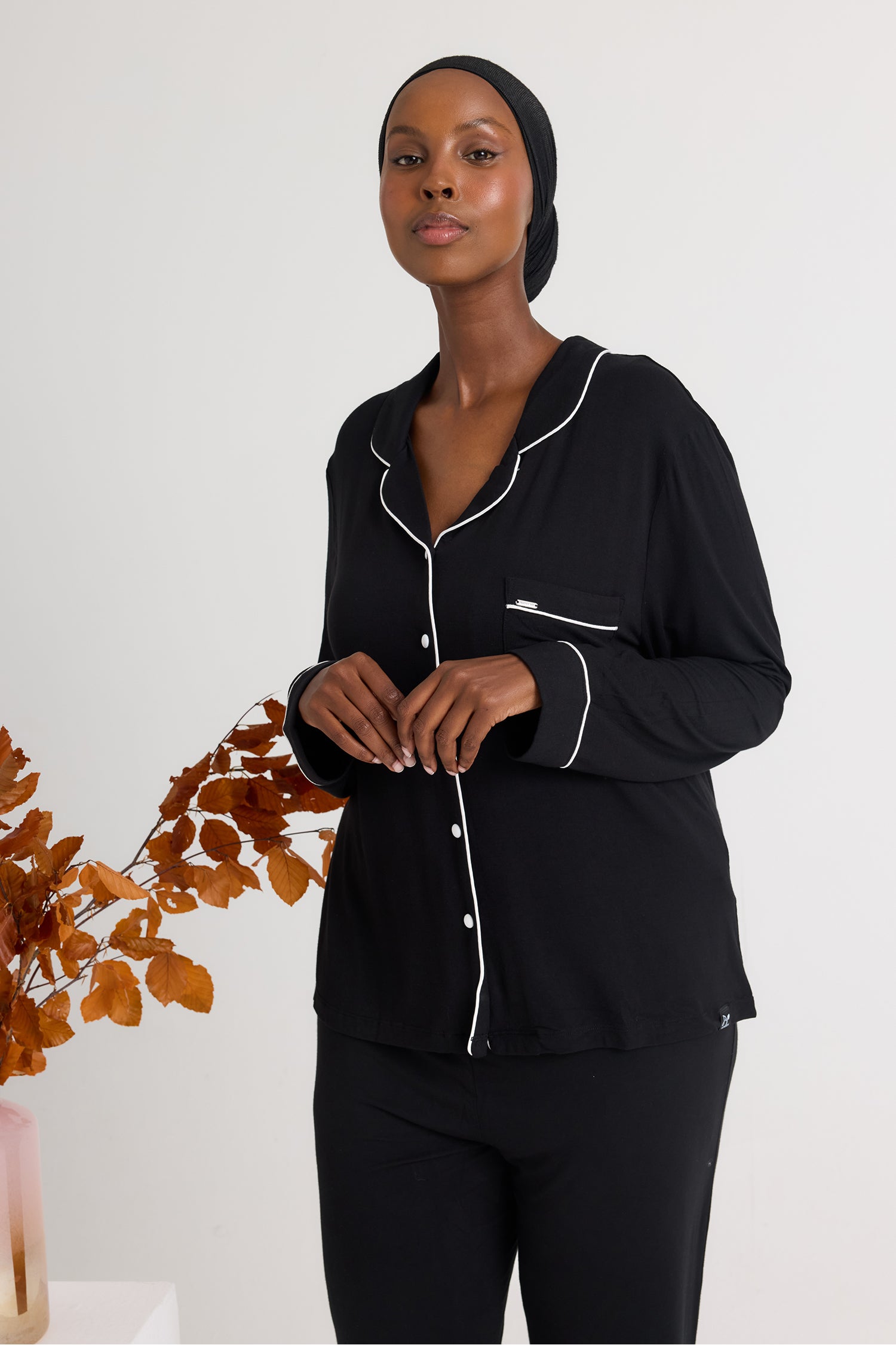 His and Hers Bamboo Pyjama Sets in Black