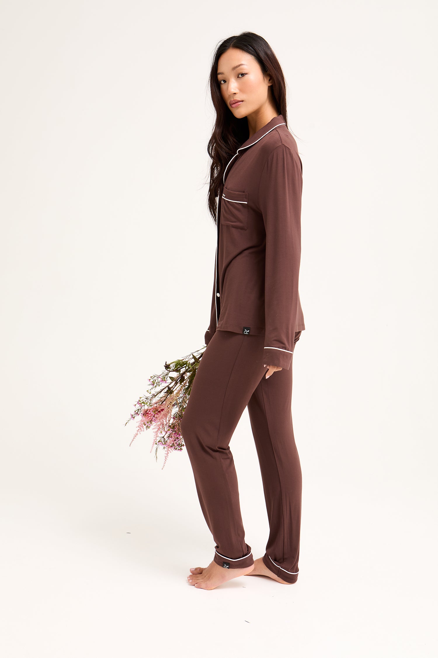 Bamboo Long Pyjama Set in Chocolate - Wholesale - Pajamas