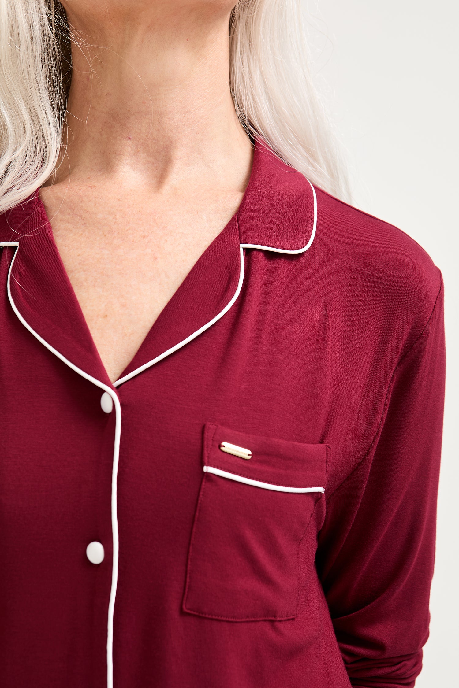 Bamboo Long Pyjama Set in Claret - Wholesale - Pajamas