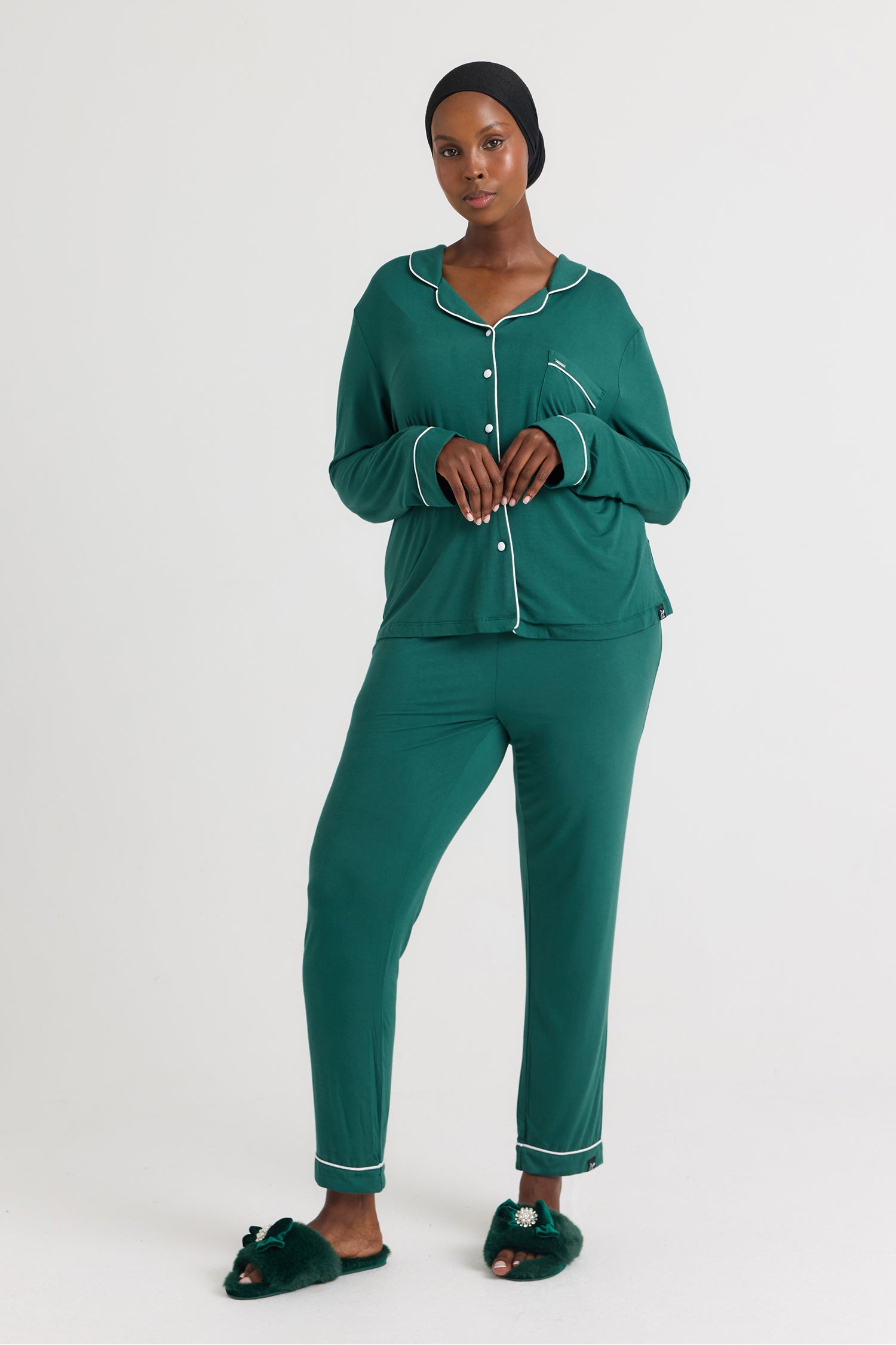 Bamboo Long Pyjama Set in Green - Wholesale - Pajamas