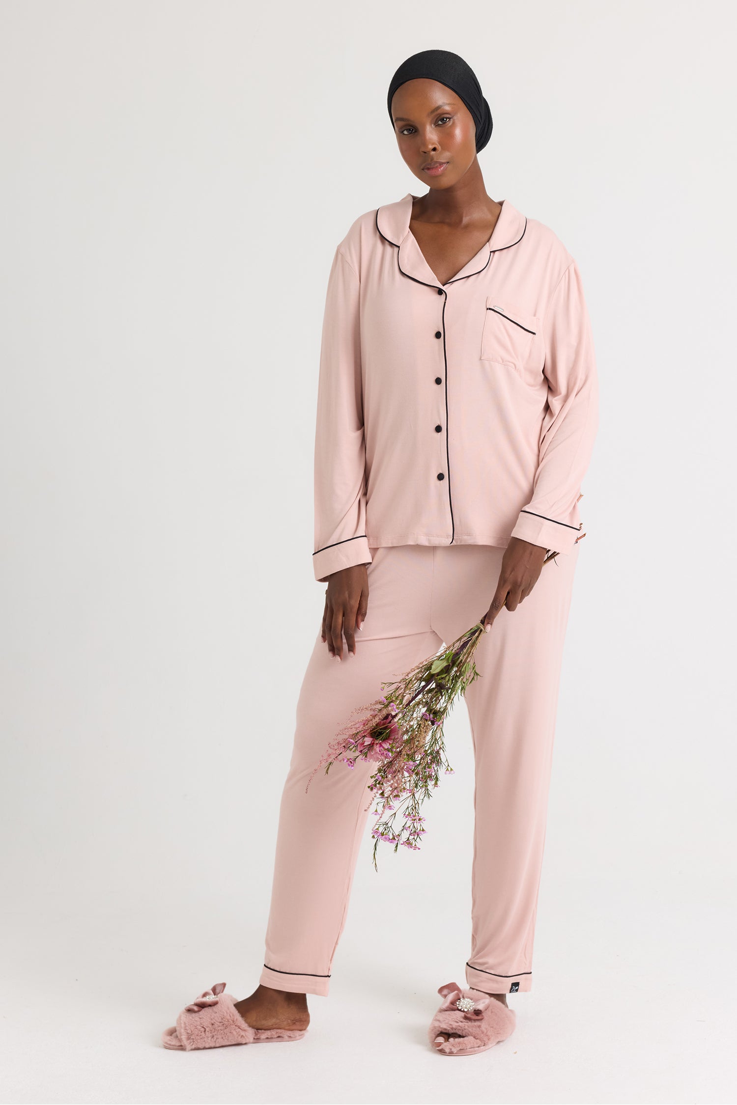 Bamboo Long Pyjama Set in Pink - Wholesale - Pajamas