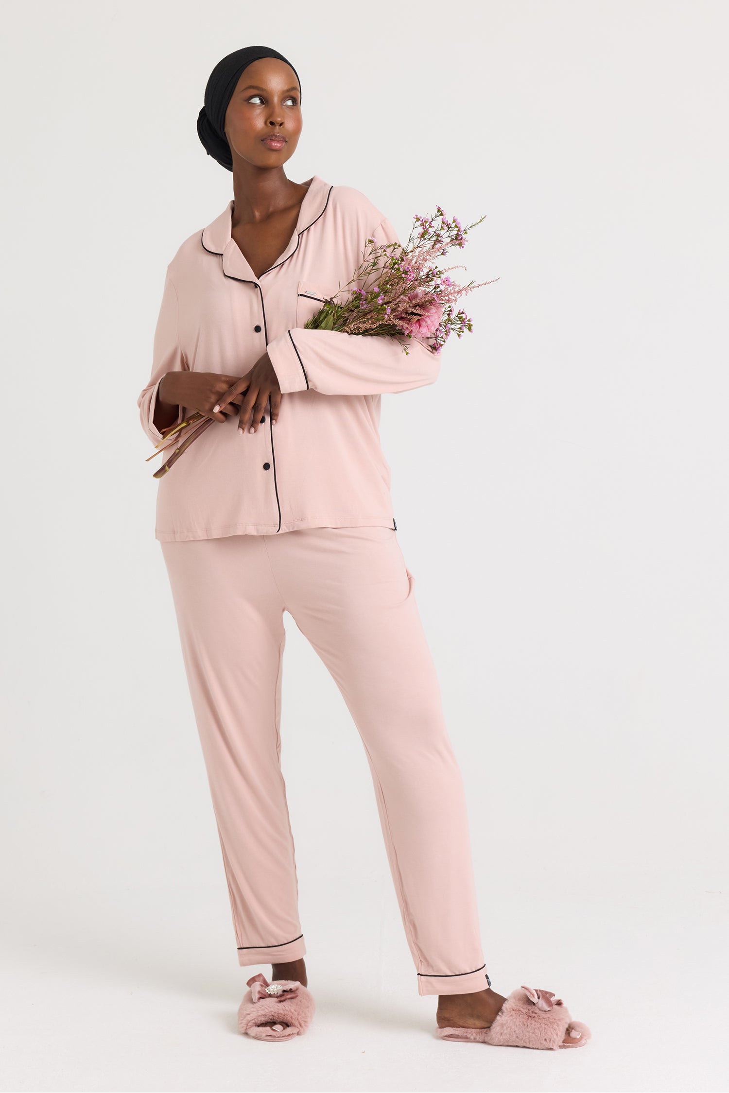 Bamboo Long Pyjama Set in Pink - Wholesale - Pajamas