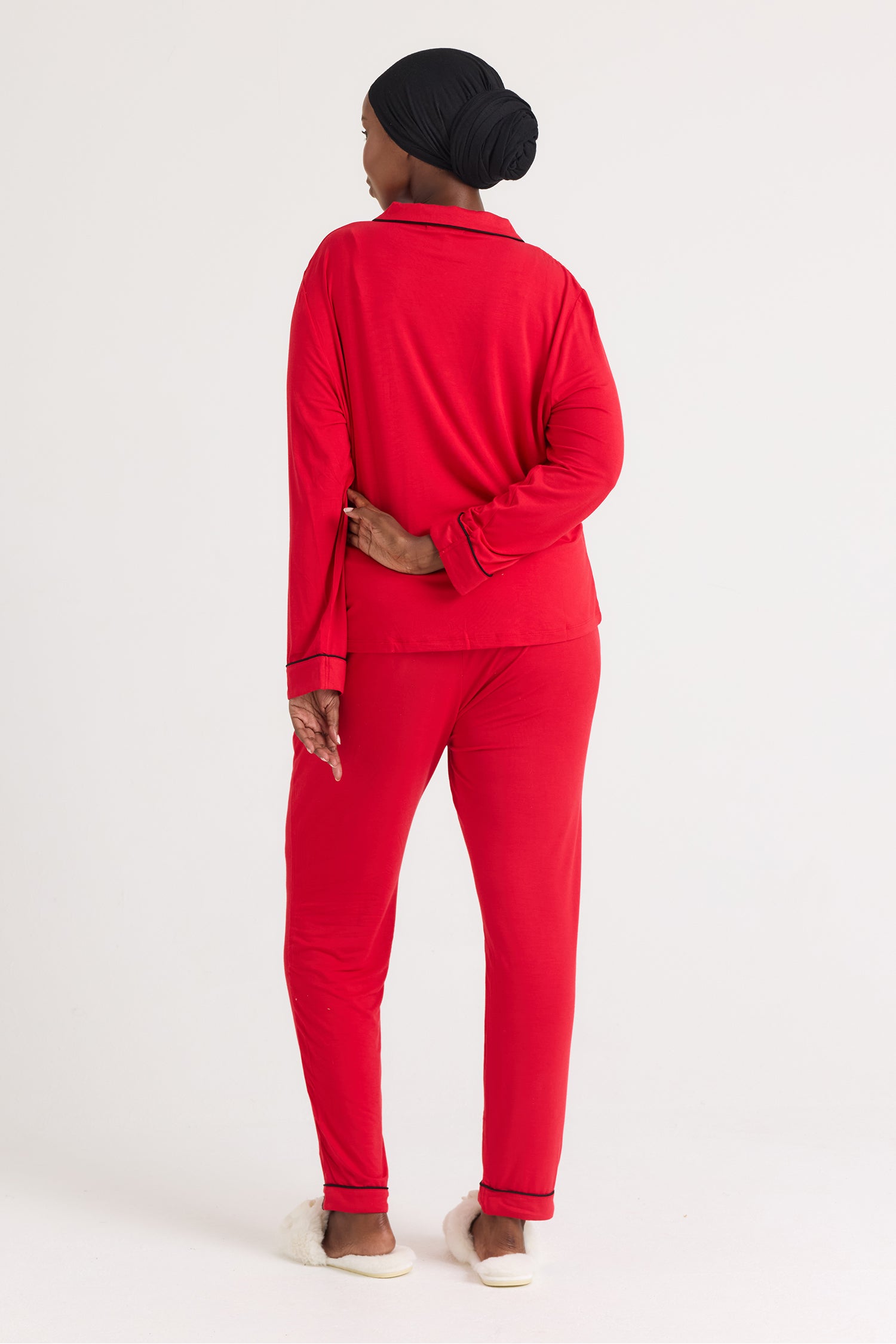 Bamboo Long Pyjama Set in Red - Wholesale - Pajamas