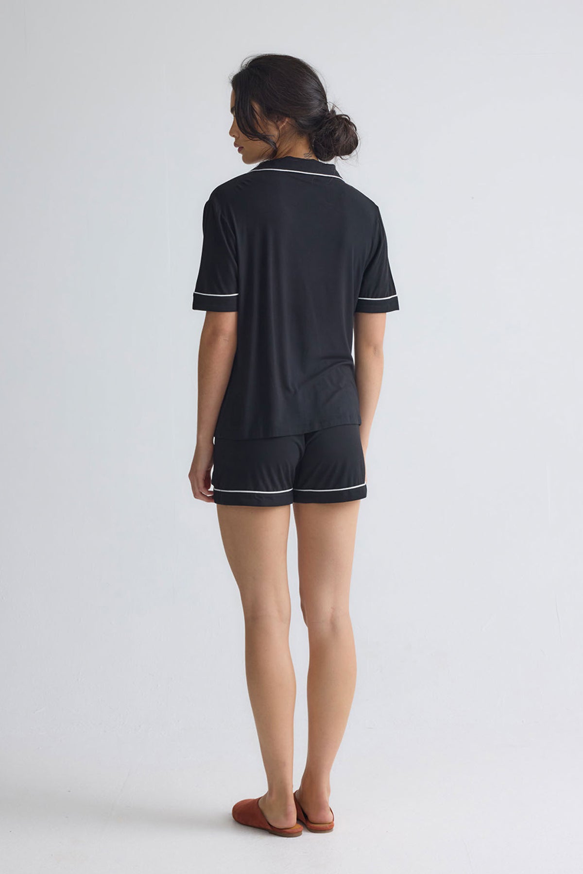 Bamboo Shirt Short Set in Black