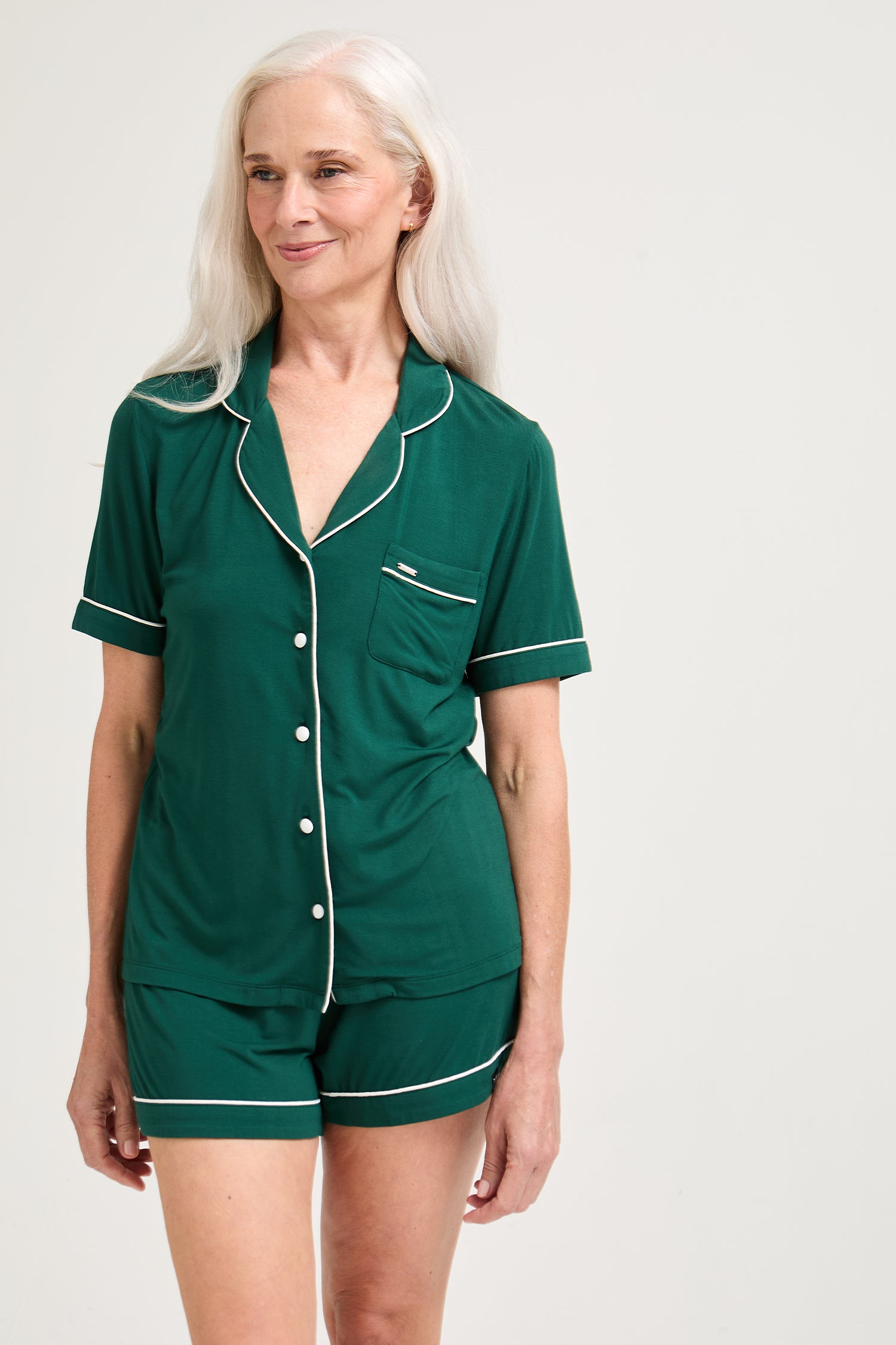 Bamboo Shirt Short Set in Green - Wholesale - Pajamas