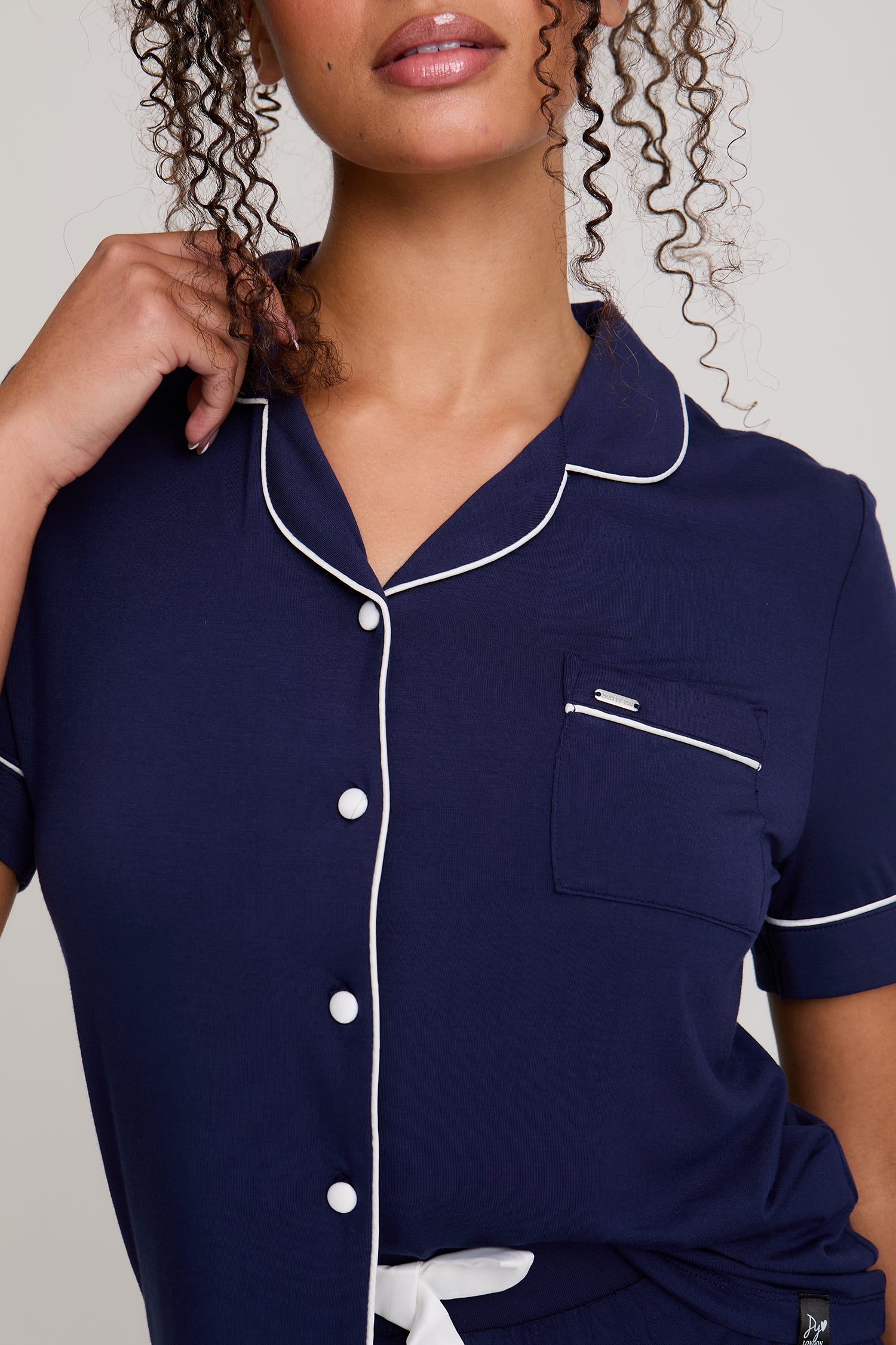 Bamboo Shirt Short Set in Midnight