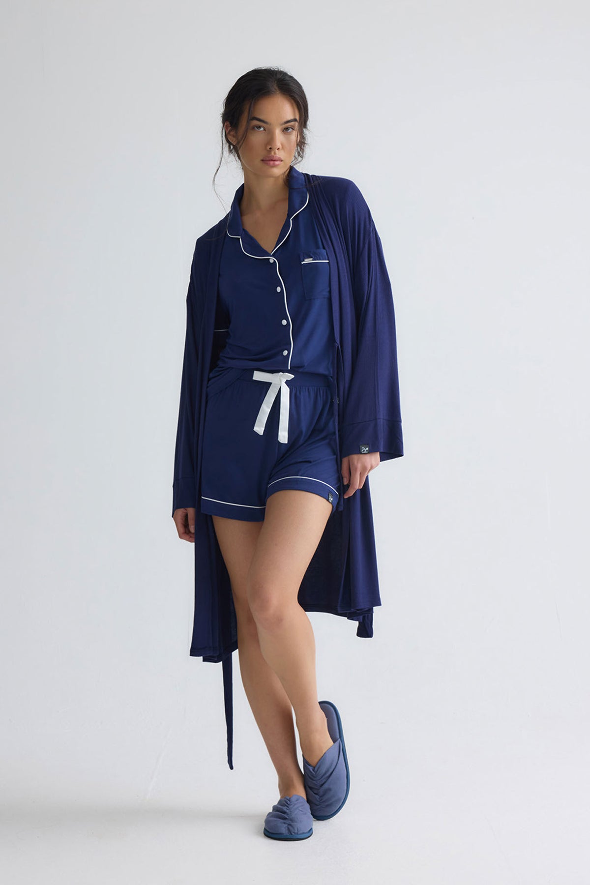 Bamboo Shirt Short Set in Midnight