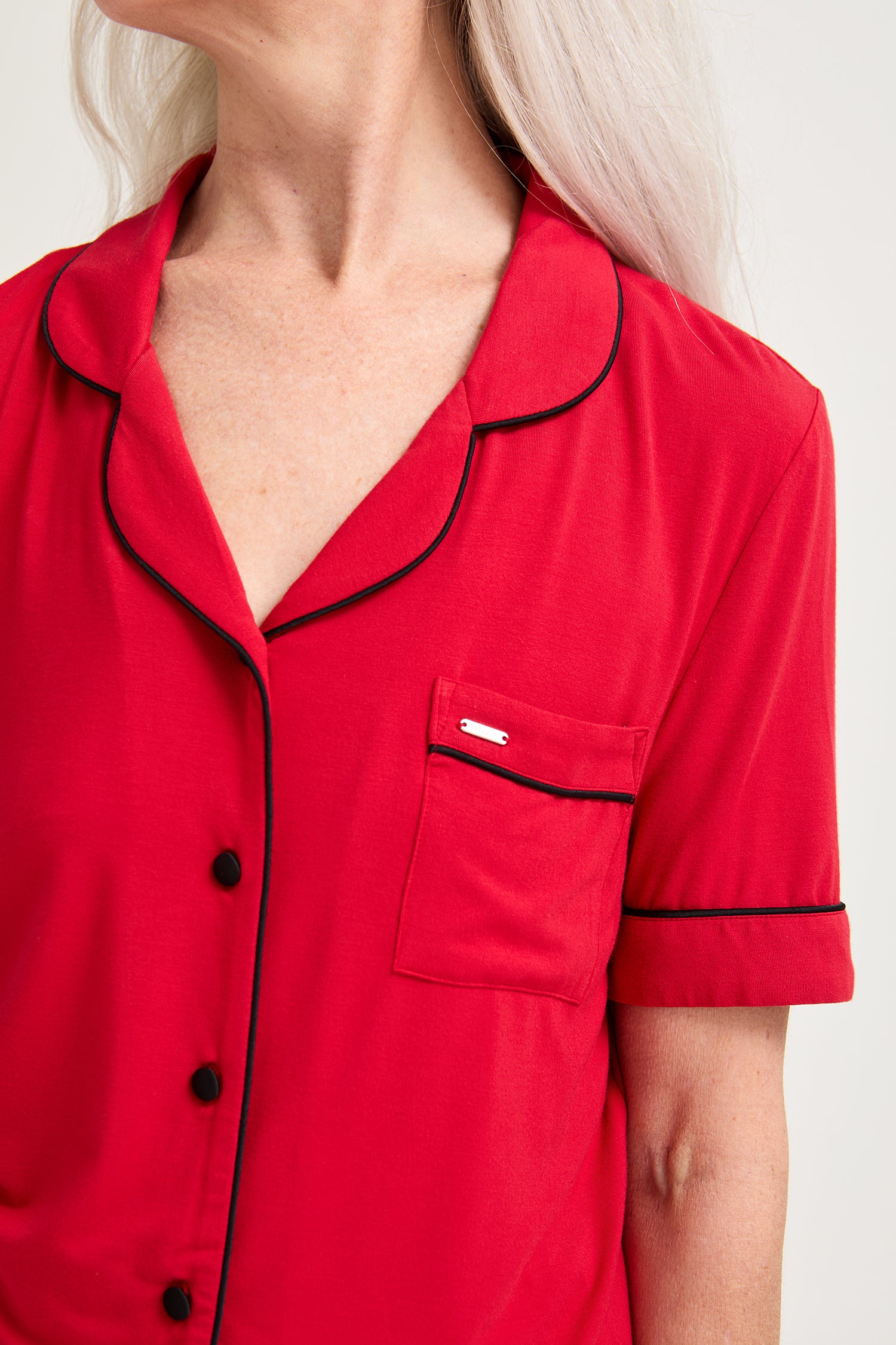 Bamboo Shirt Short Set in Red - Wholesale - Pajamas