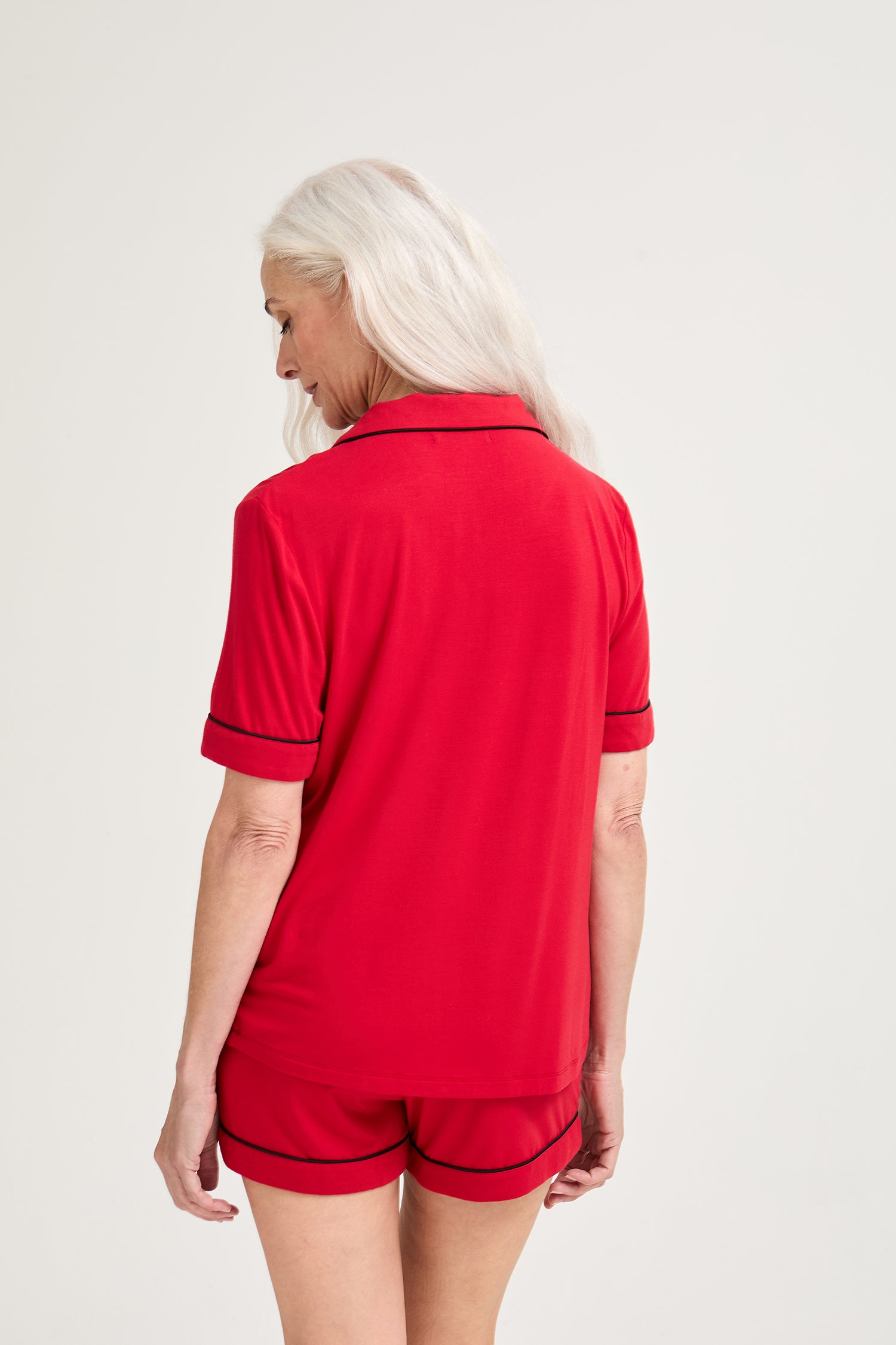 Bamboo Shirt Short Set in Red