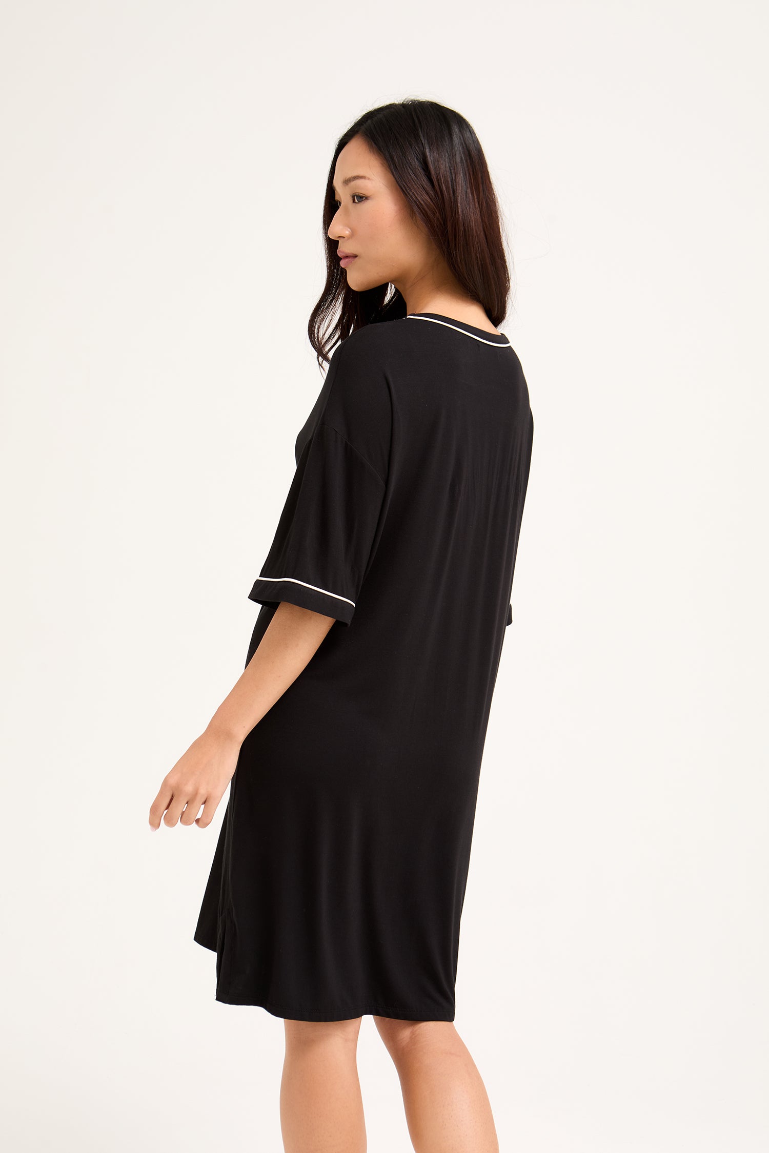 Bamboo Classic Tee Dress in Black - Wholesale - Nightgowns