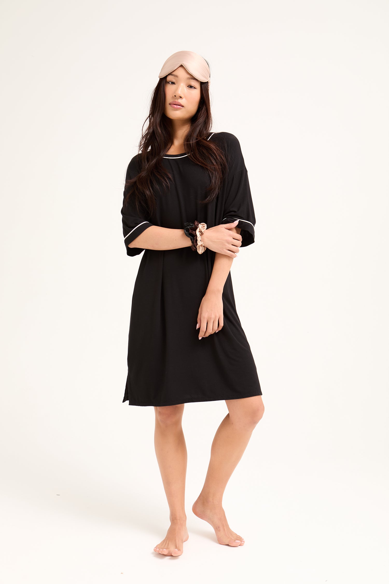 Bamboo Classic Tee Dress in Black - Wholesale - Nightgowns