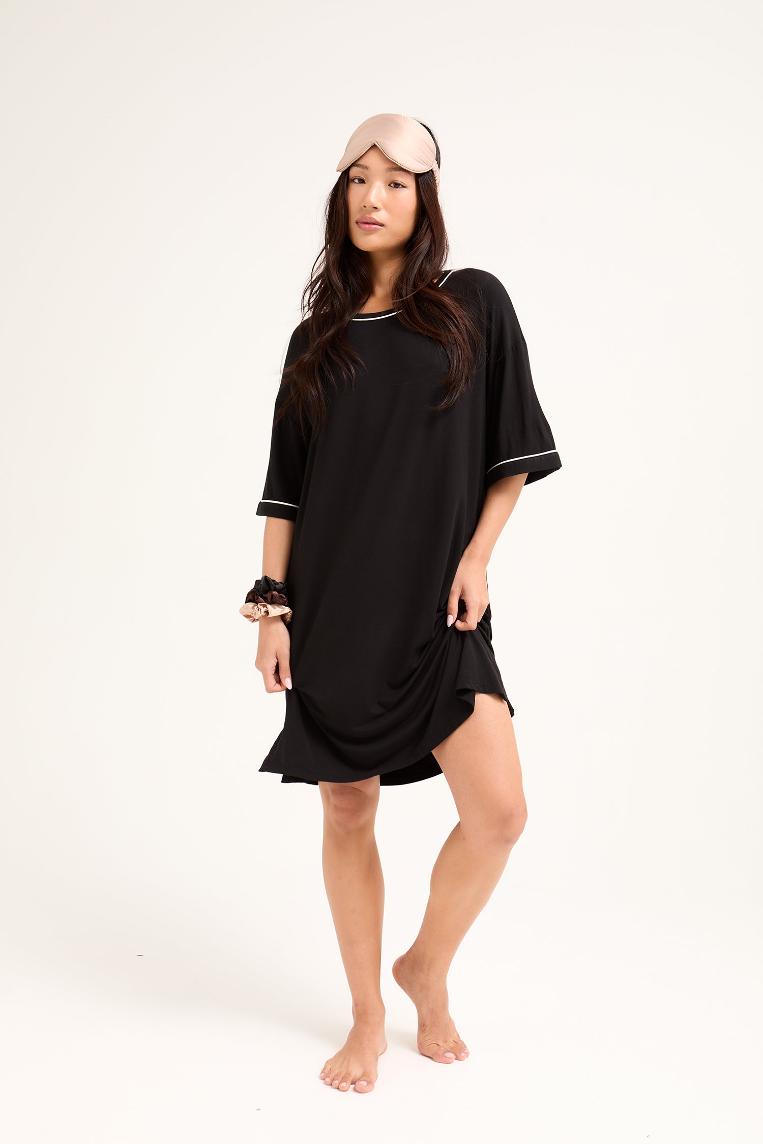 Bamboo Classic Tee Dress in Black - Wholesale - Nightgowns