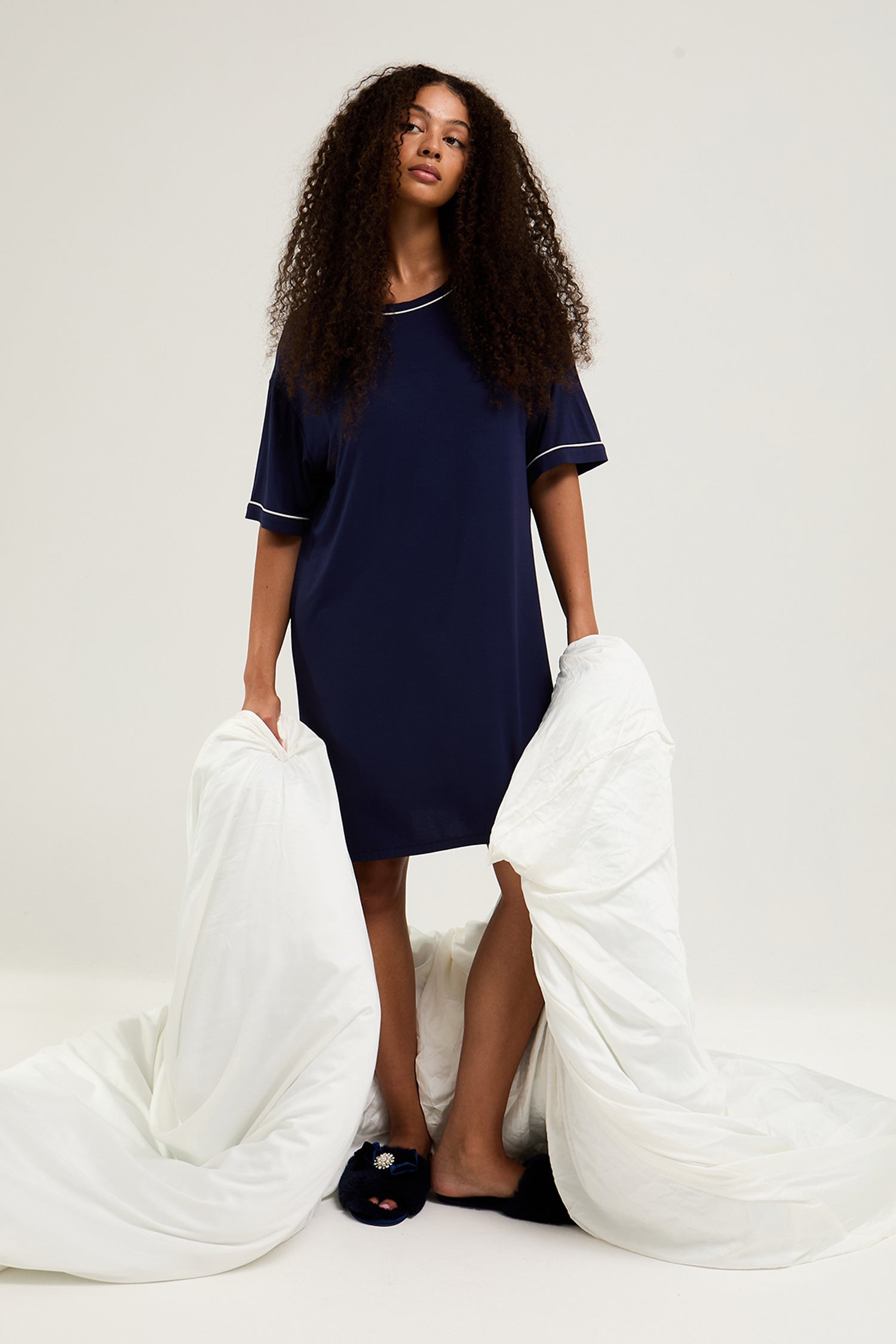 Bamboo Classic Tee Dress in Midnight